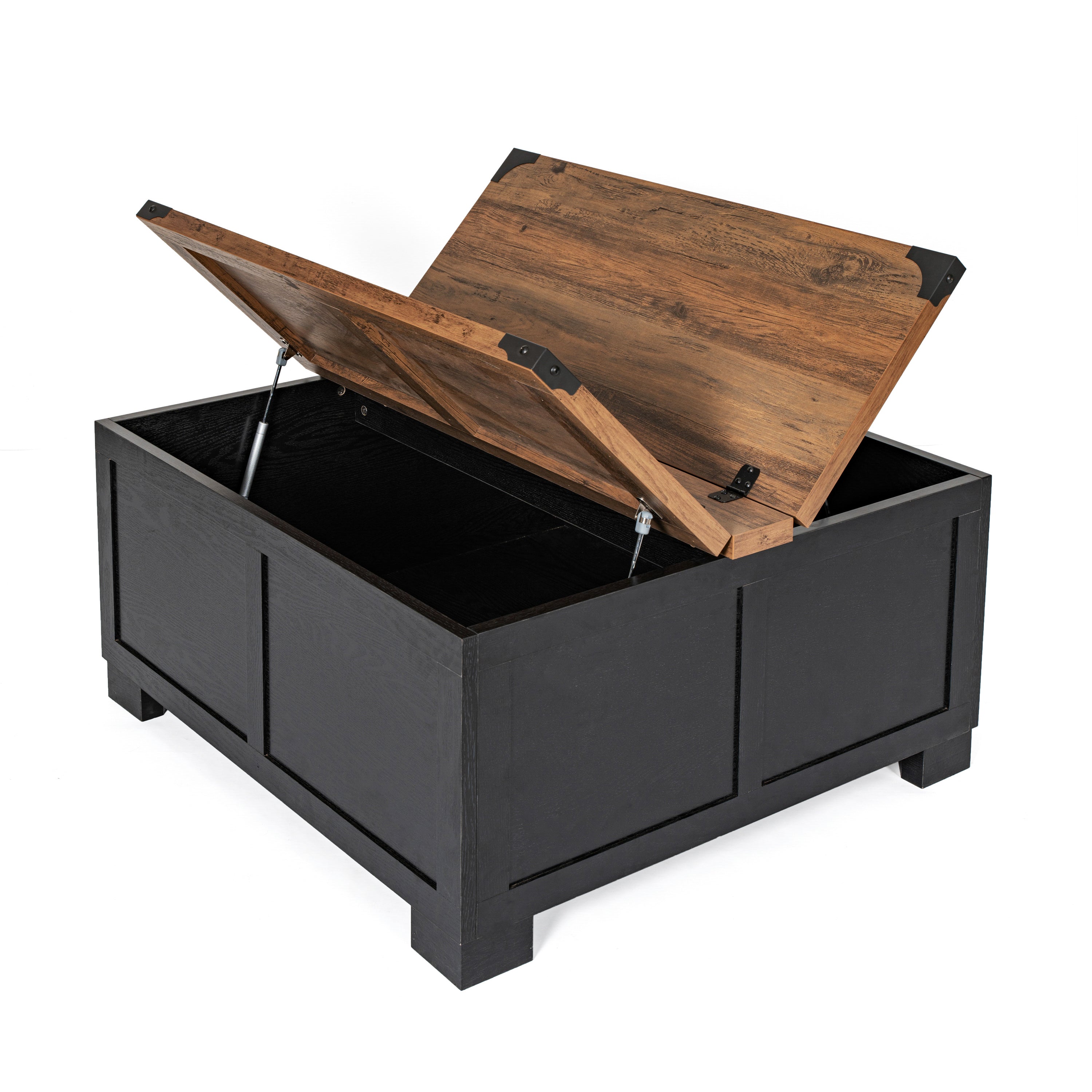 Wyatt Farmhouse Storage Coffee Table with Hinged Lift Top, Large Coffee Table with Hidden Storage