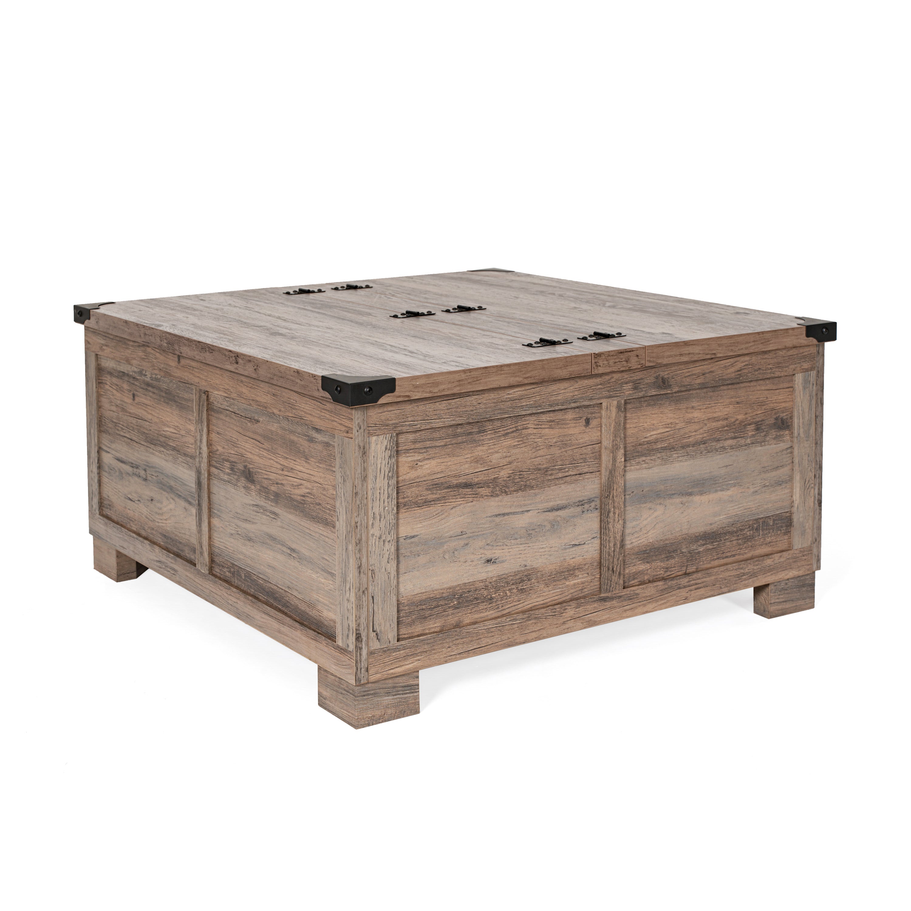 Wyatt Farmhouse Storage Coffee Table with Hinged Lift Top, Large Coffee Table with Hidden Storage