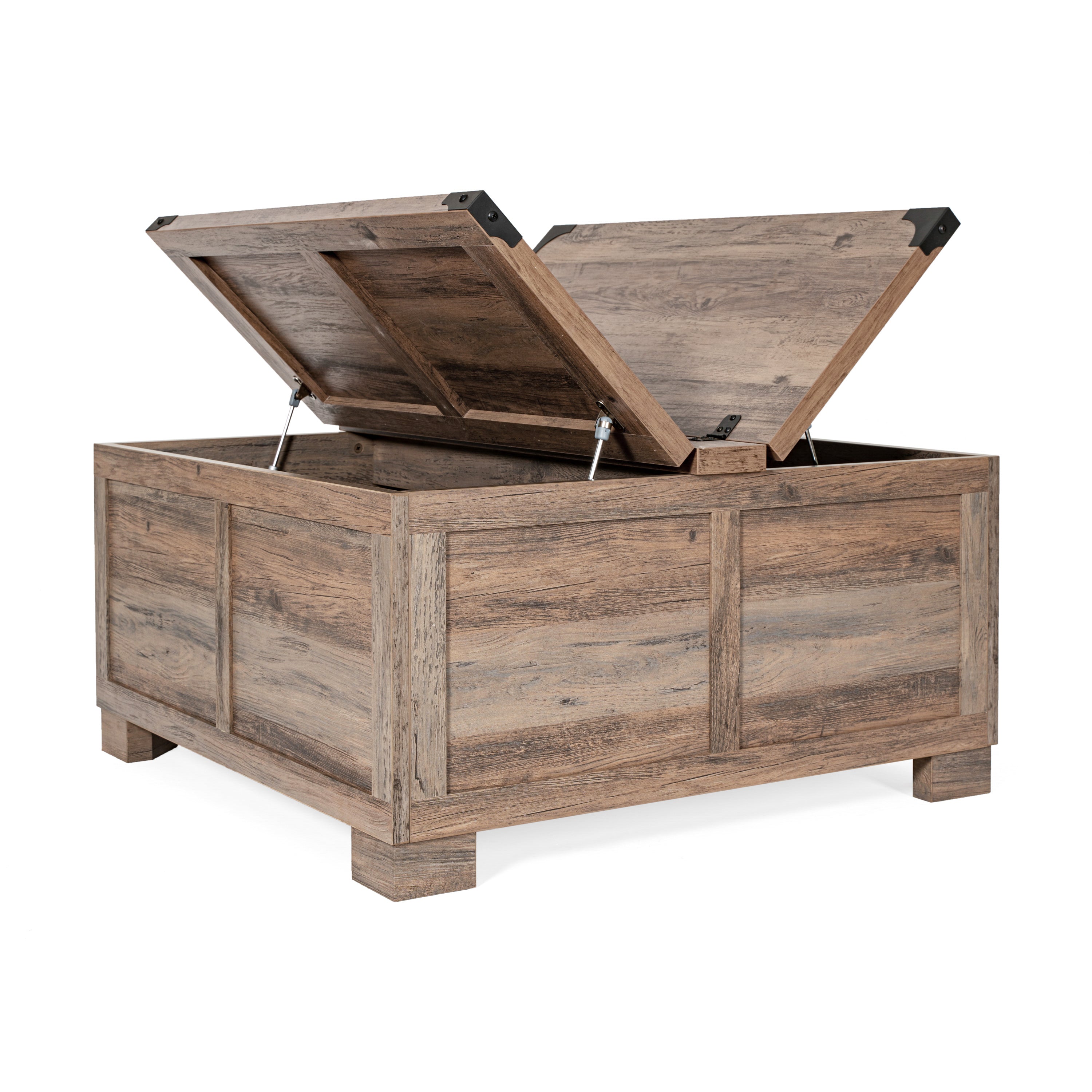 Wyatt Farmhouse Storage Coffee Table with Hinged Lift Top, Large Coffee Table with Hidden Storage