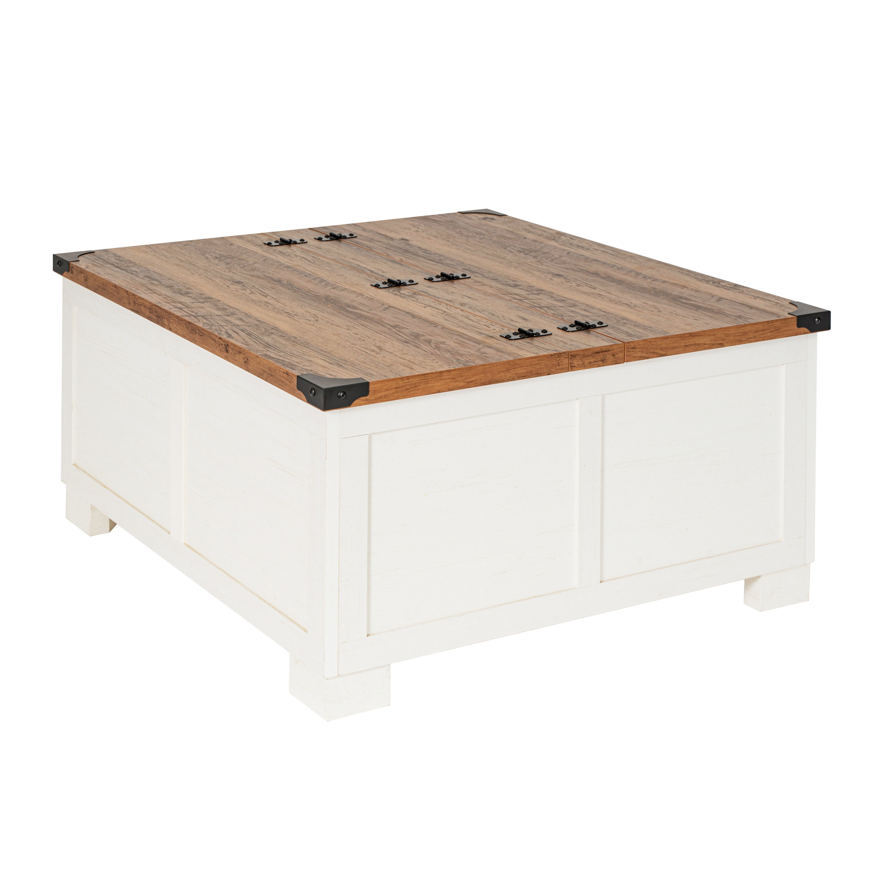 Wyatt Farmhouse Storage Coffee Table with Hinged Lift Top, Large Coffee Table with Hidden Storage
