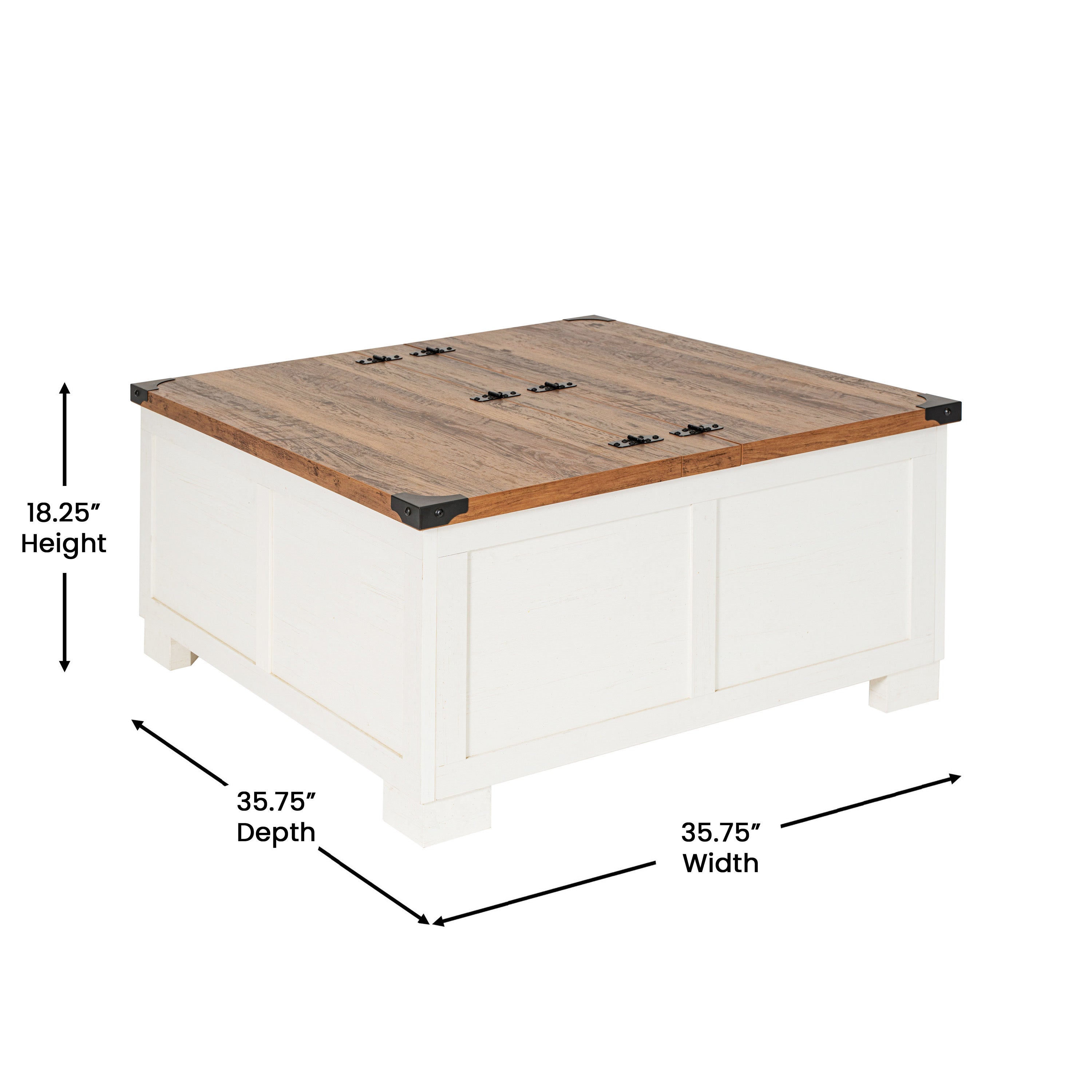 Wyatt Farmhouse Storage Coffee Table with Hinged Lift Top, Large Coffee Table with Hidden Storage