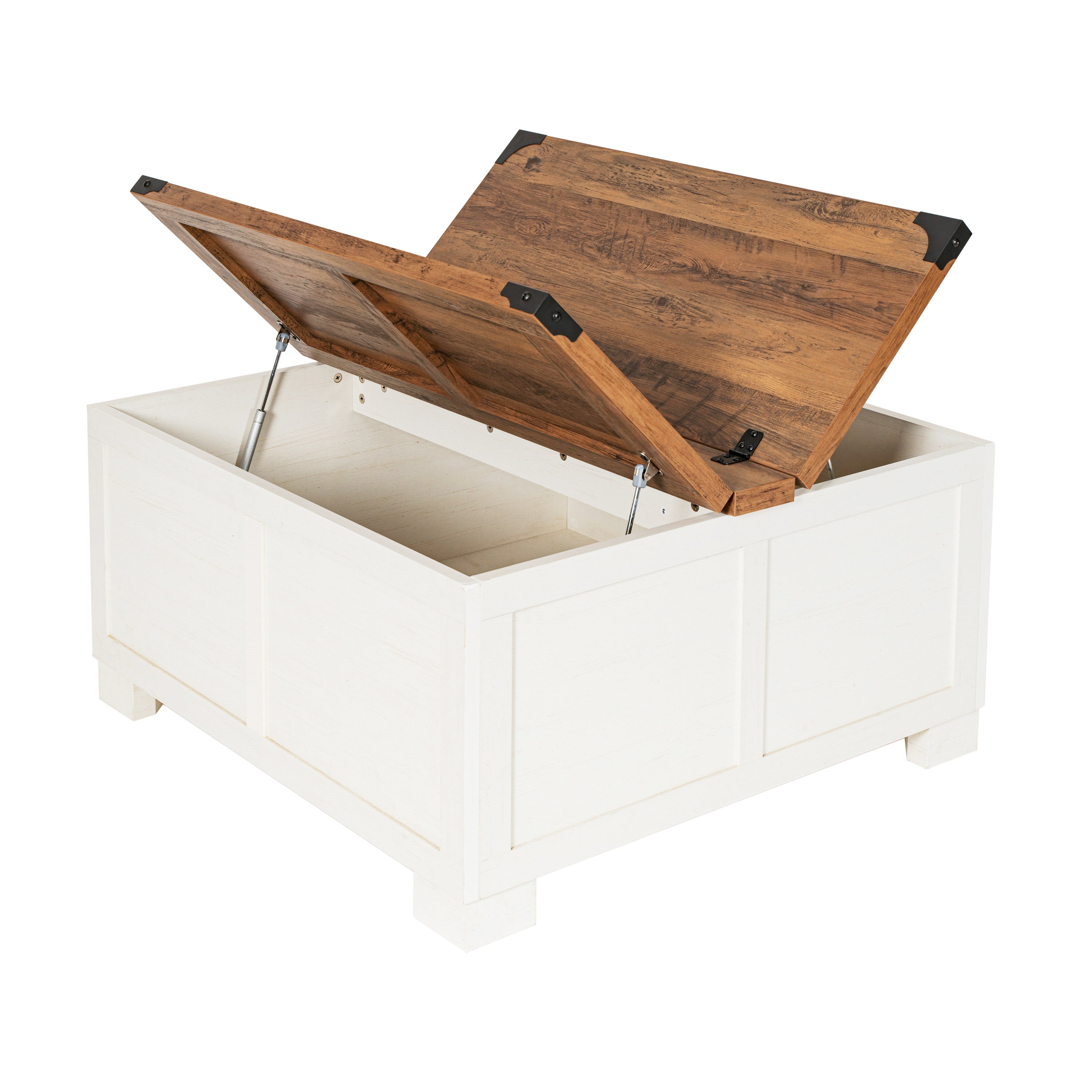 Wyatt Farmhouse Storage Coffee Table with Hinged Lift Top, Large Coffee Table with Hidden Storage