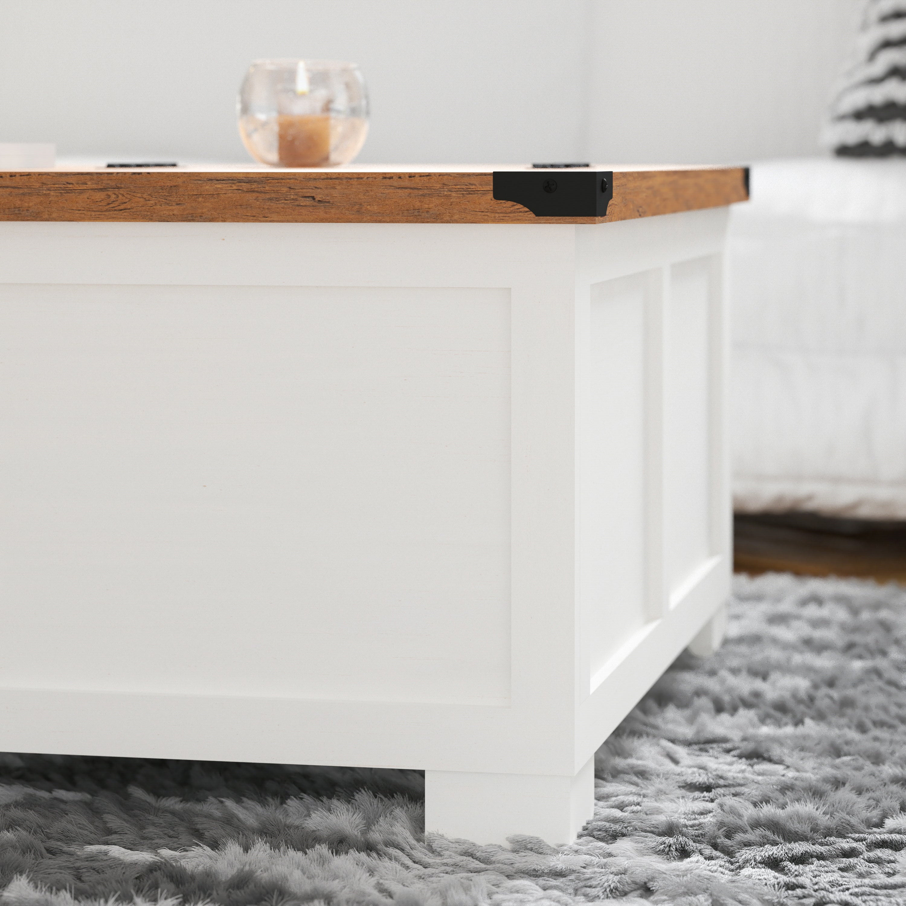 Wyatt Farmhouse Storage Coffee Table with Hinged Lift Top, Large Coffee Table with Hidden Storage