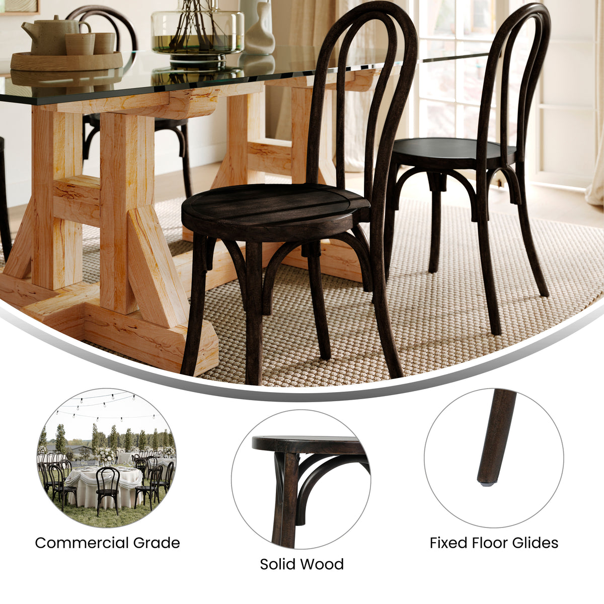 Betsy Commercial Grade Thonet Style Solid Wood Stackable Dining Chair