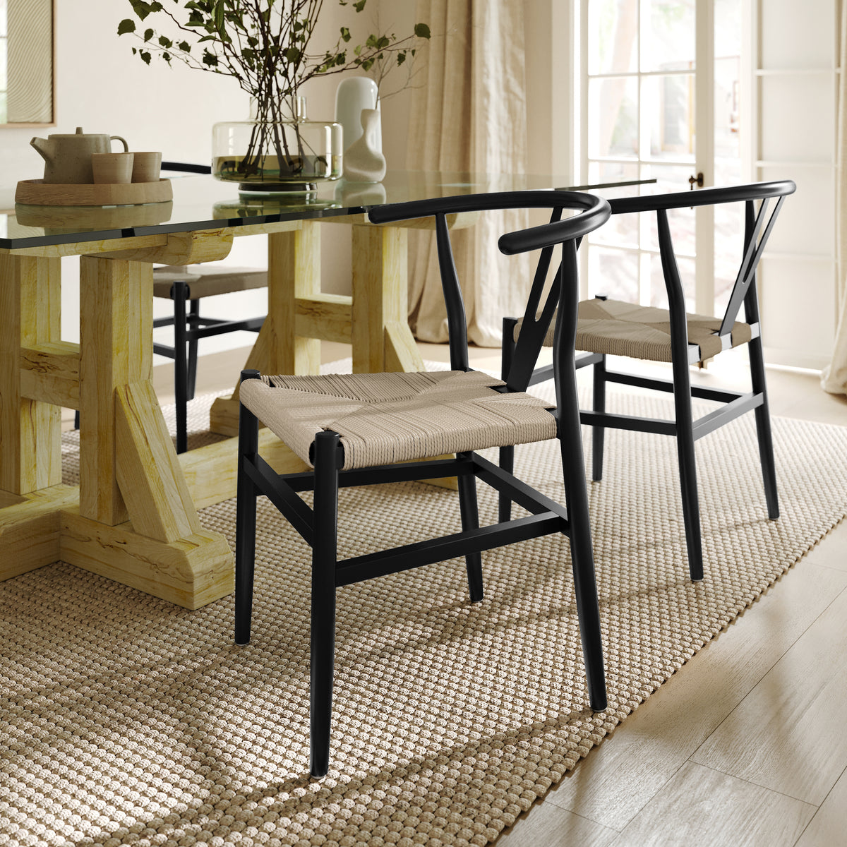 Logan Commercial Grade Y-Back Style Wood and Kraft Paper Stackable Dining Chair