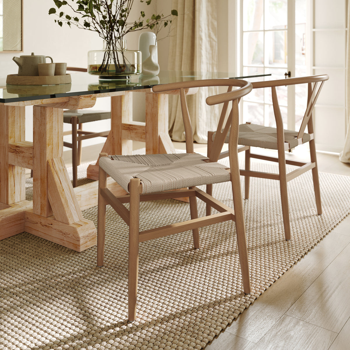 Logan Commercial Grade Y-Back Style Wood and Kraft Paper Stackable Dining Chair
