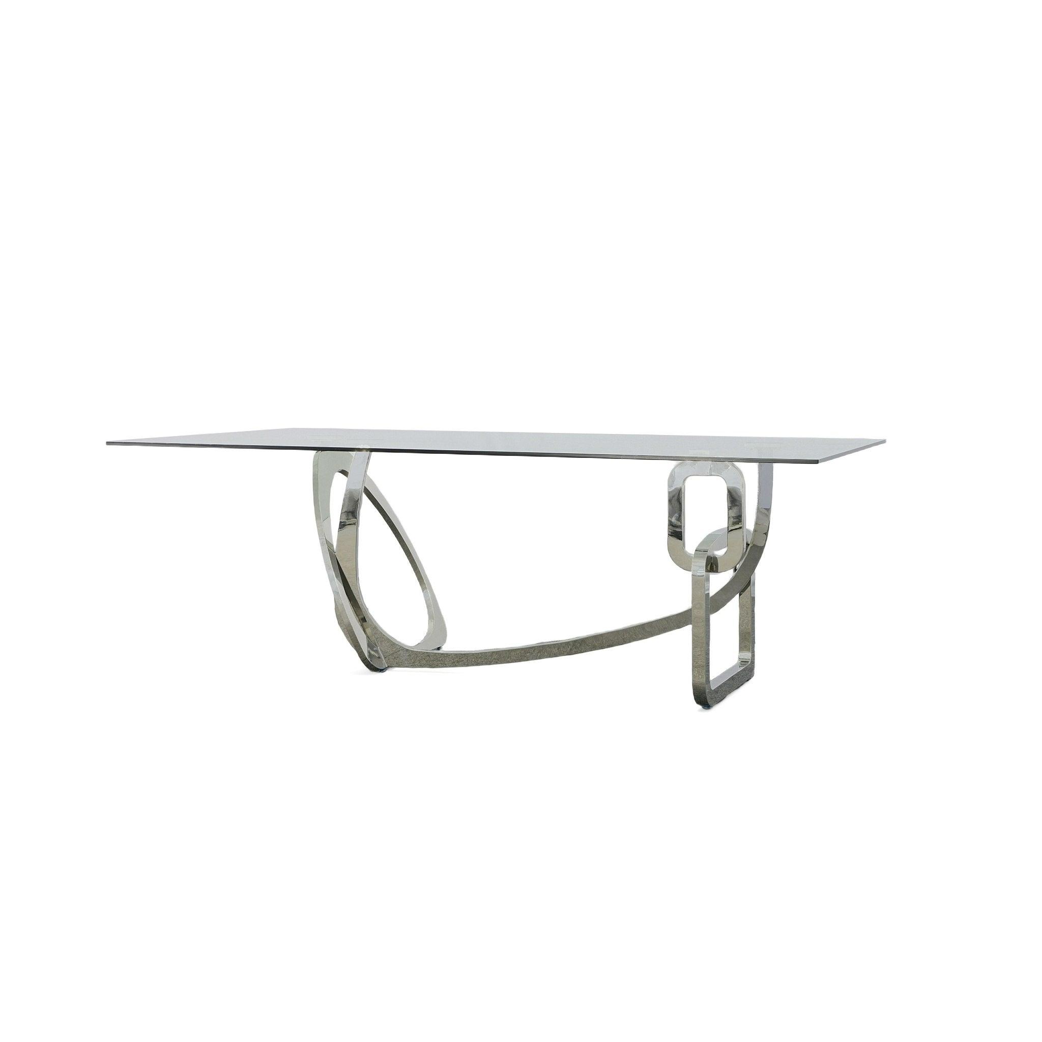 Modrest Adelaide Modern Stainless Steel & Glass Dining Table-Dining Table-VIG-Wall2Wall Furnishings