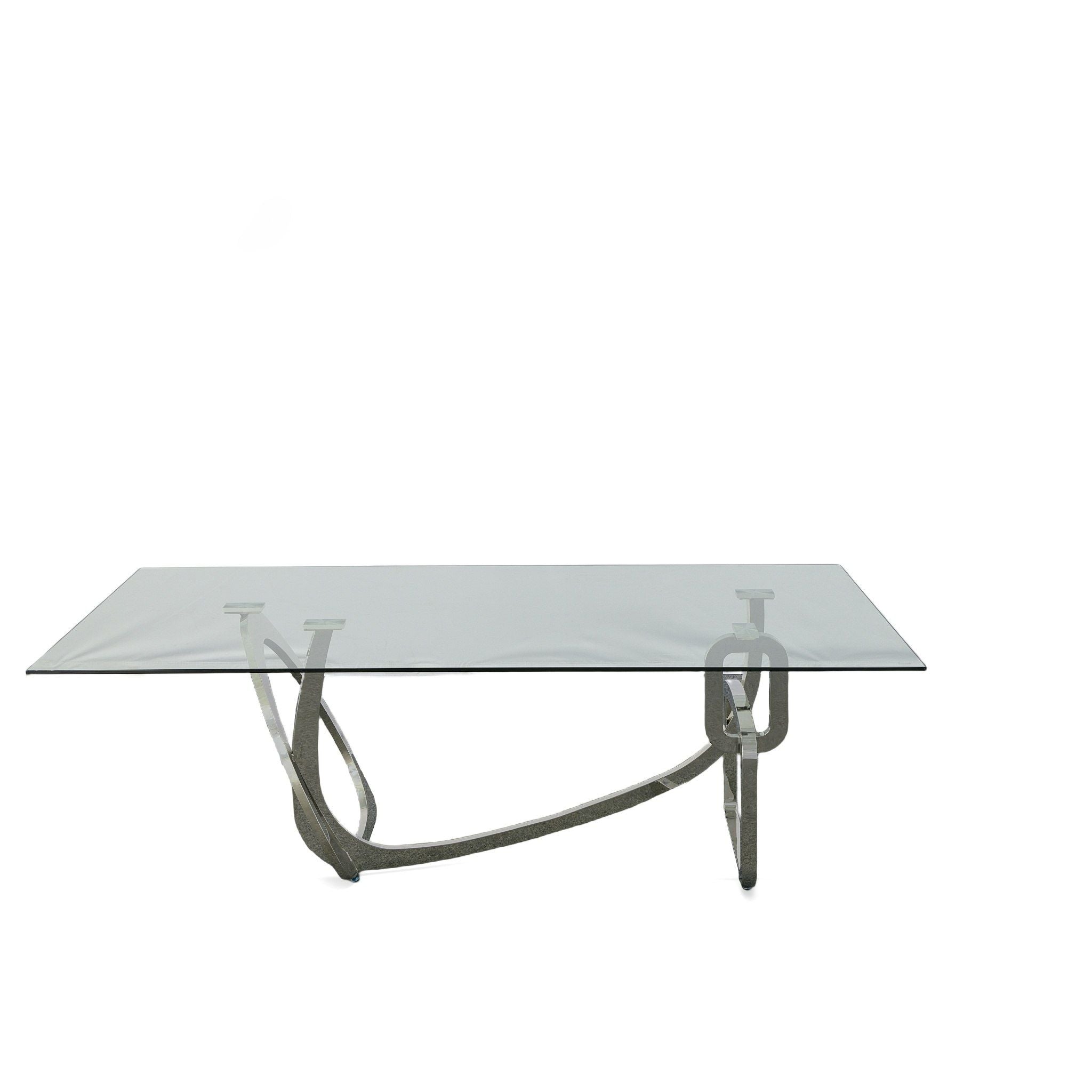 Modrest Adelaide Modern Stainless Steel & Glass Dining Table-Dining Table-VIG-Wall2Wall Furnishings
