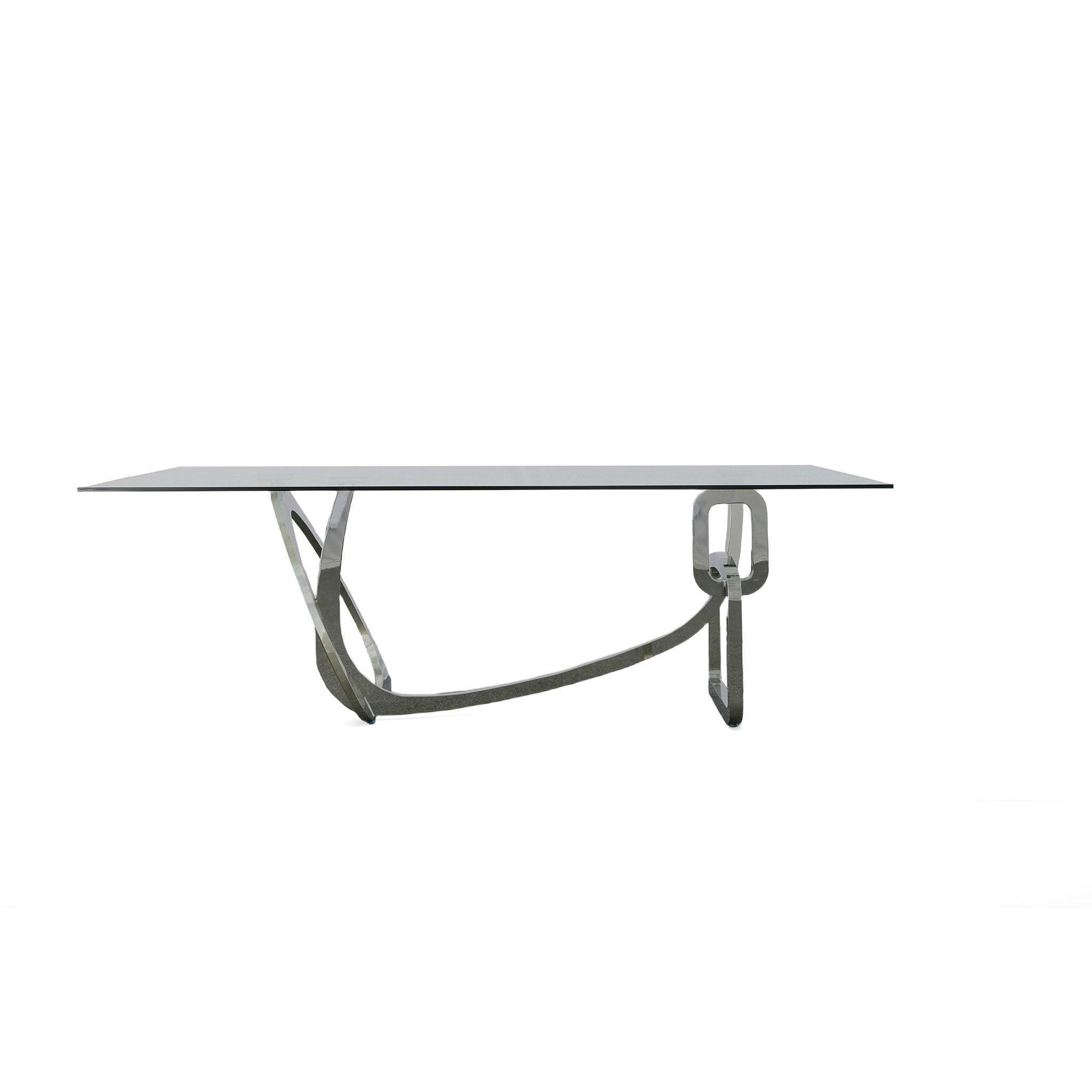 Modrest Adelaide Modern Stainless Steel Glass Dining Table