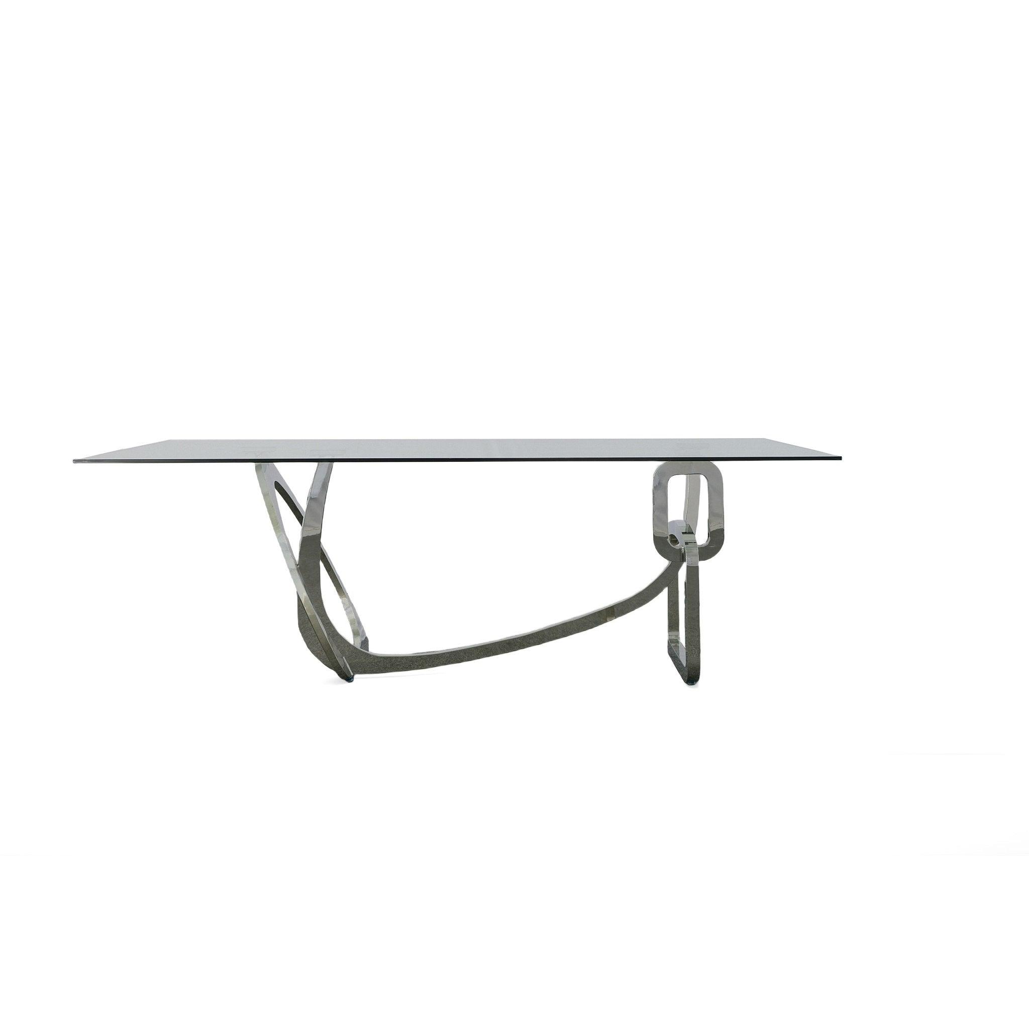 Modrest Adelaide Modern Stainless Steel & Glass Dining Table-Dining Table-VIG-Wall2Wall Furnishings