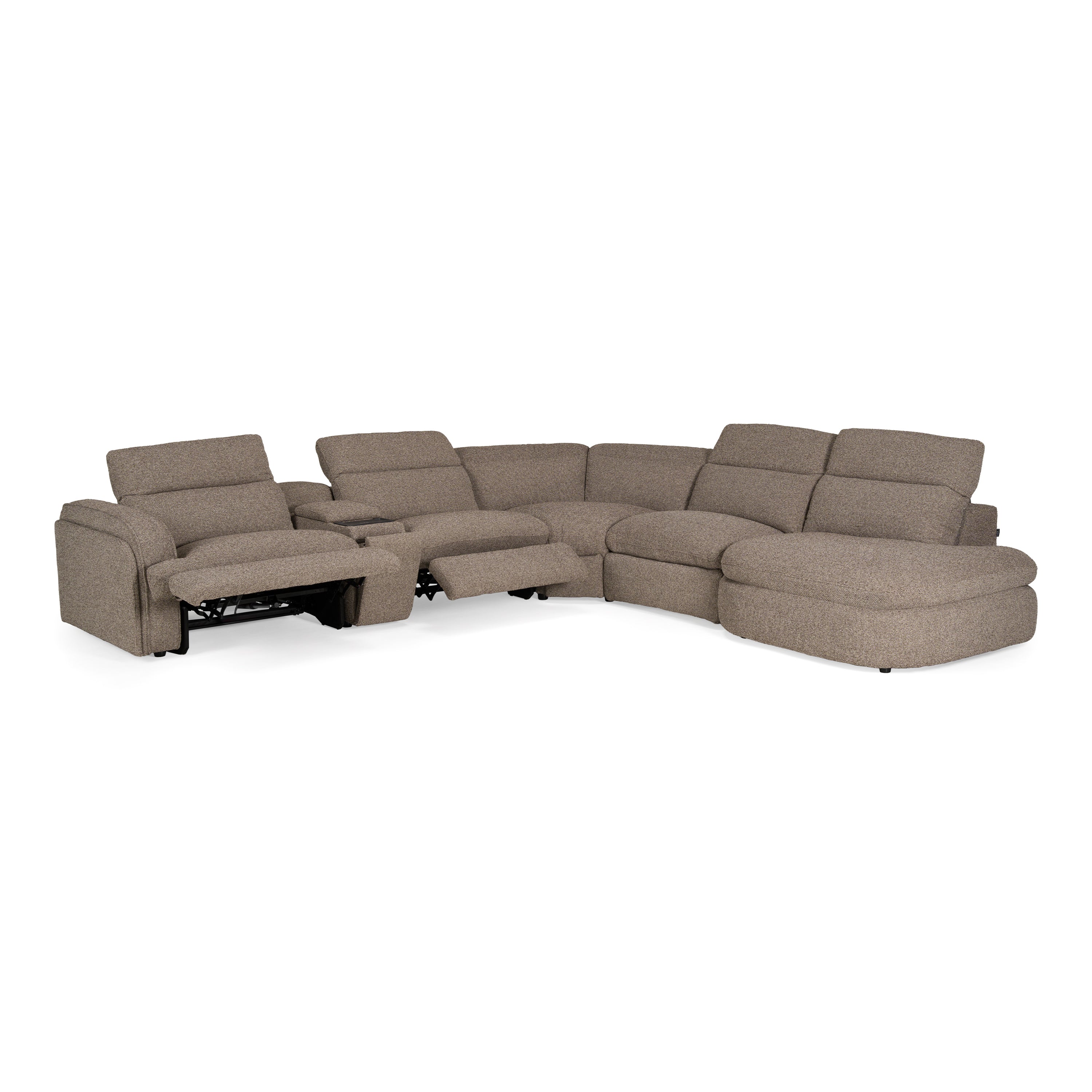 Ambler Modern Fabric Sectional Sofa w/ 2 Power Recliners Right Facing Chaise