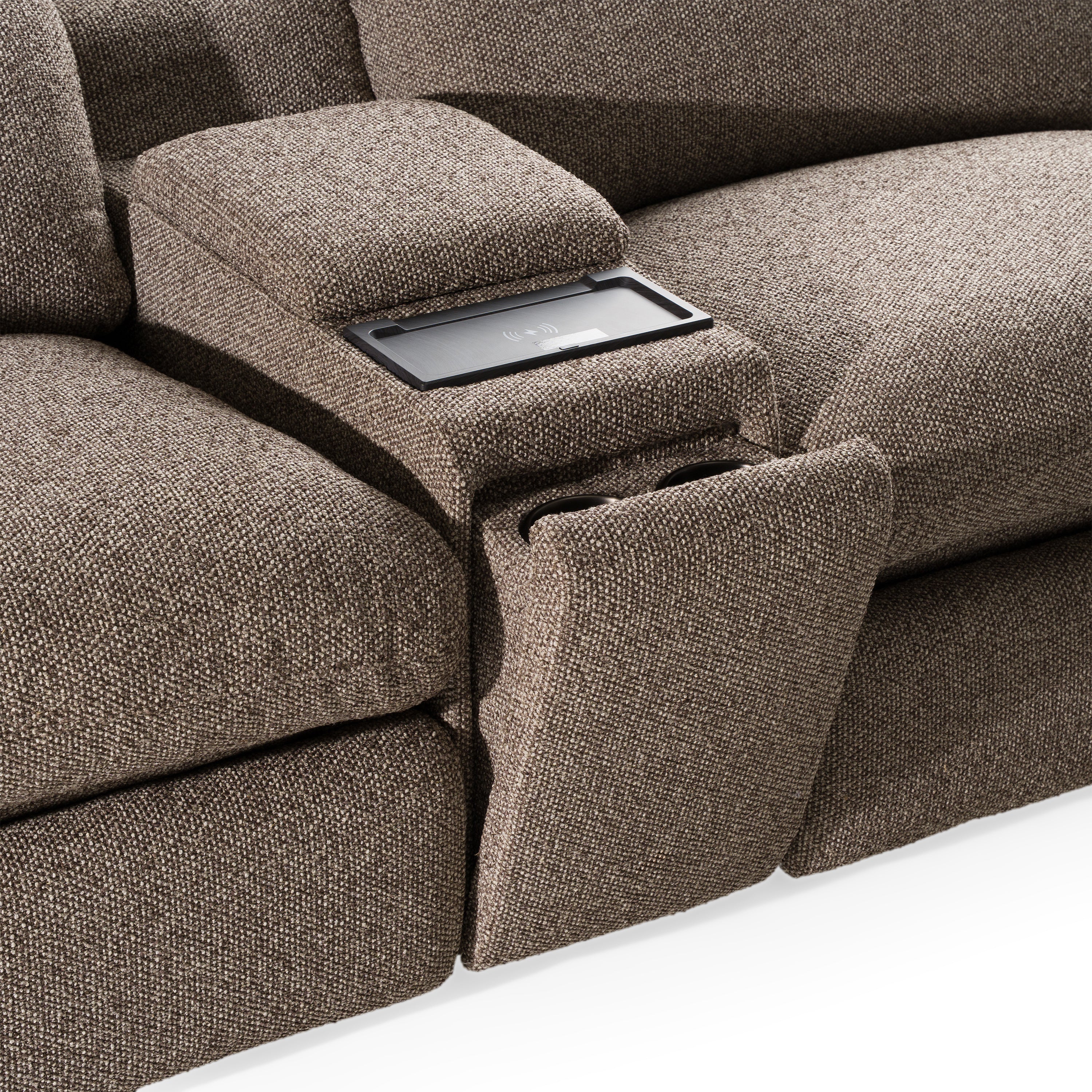 Ambler Modern Fabric Sectional Sofa w/ 2 Power Recliners Right Facing Chaise