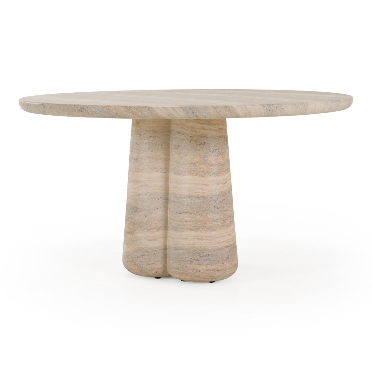 Aragats - Modern Faux Travertine Concrete Round Dining Table