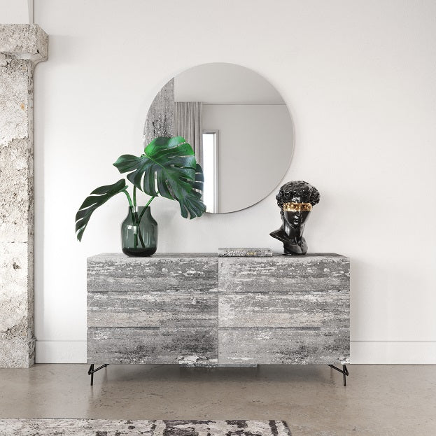 Nova Domus Aria - Italian Modern Multi Grey with texture Round Mirror-Mirror-VIG-Wall2Wall Furnishings