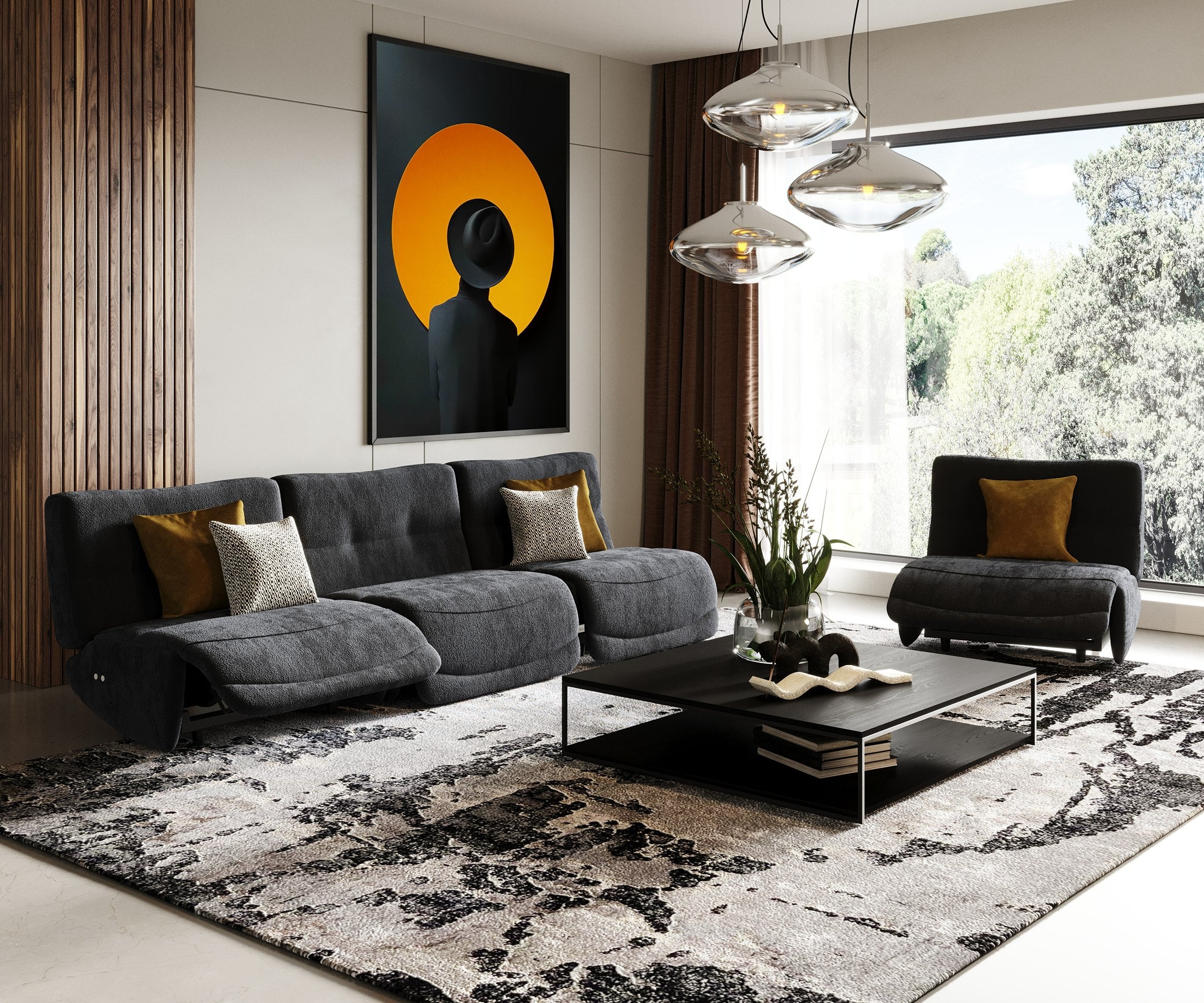 Divani Casa Basil - Modern Fabric Large Sofa With 3 Electric Recliners-Sofa-VIG-Wall2Wall Furnishings