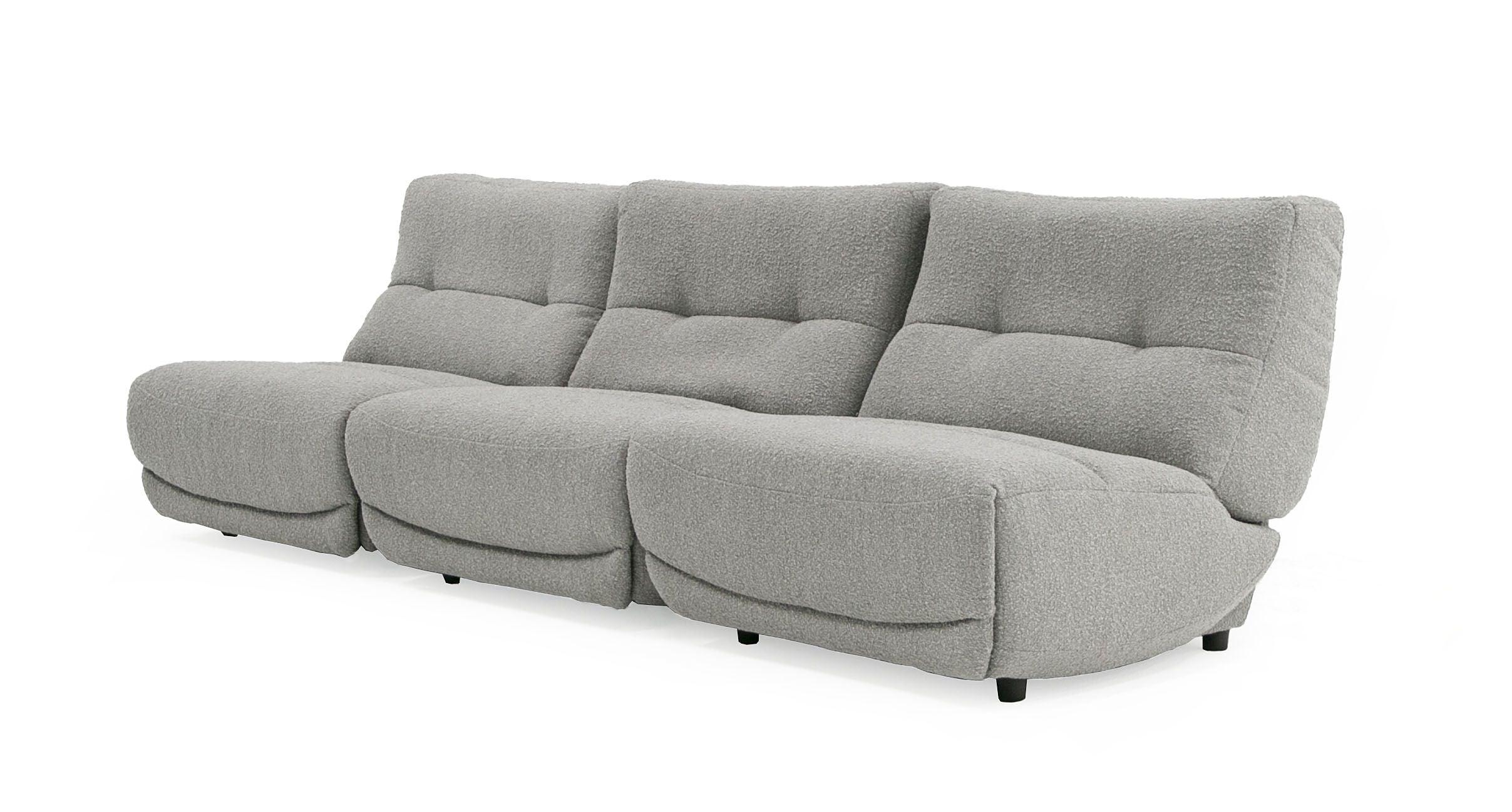 Divani Casa Basil Modern Fabric Large Sofa With 3 Electric Recliners