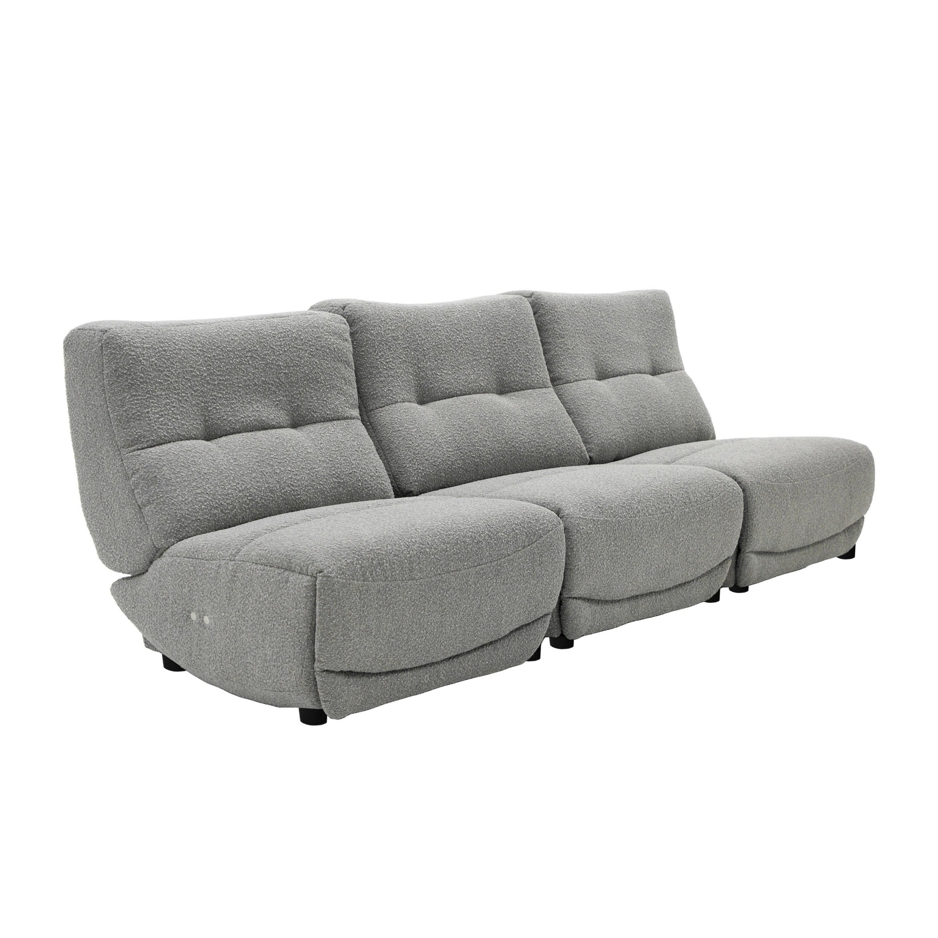 Basil Modern Fabric Small Sofa With 3 Electric Recliners