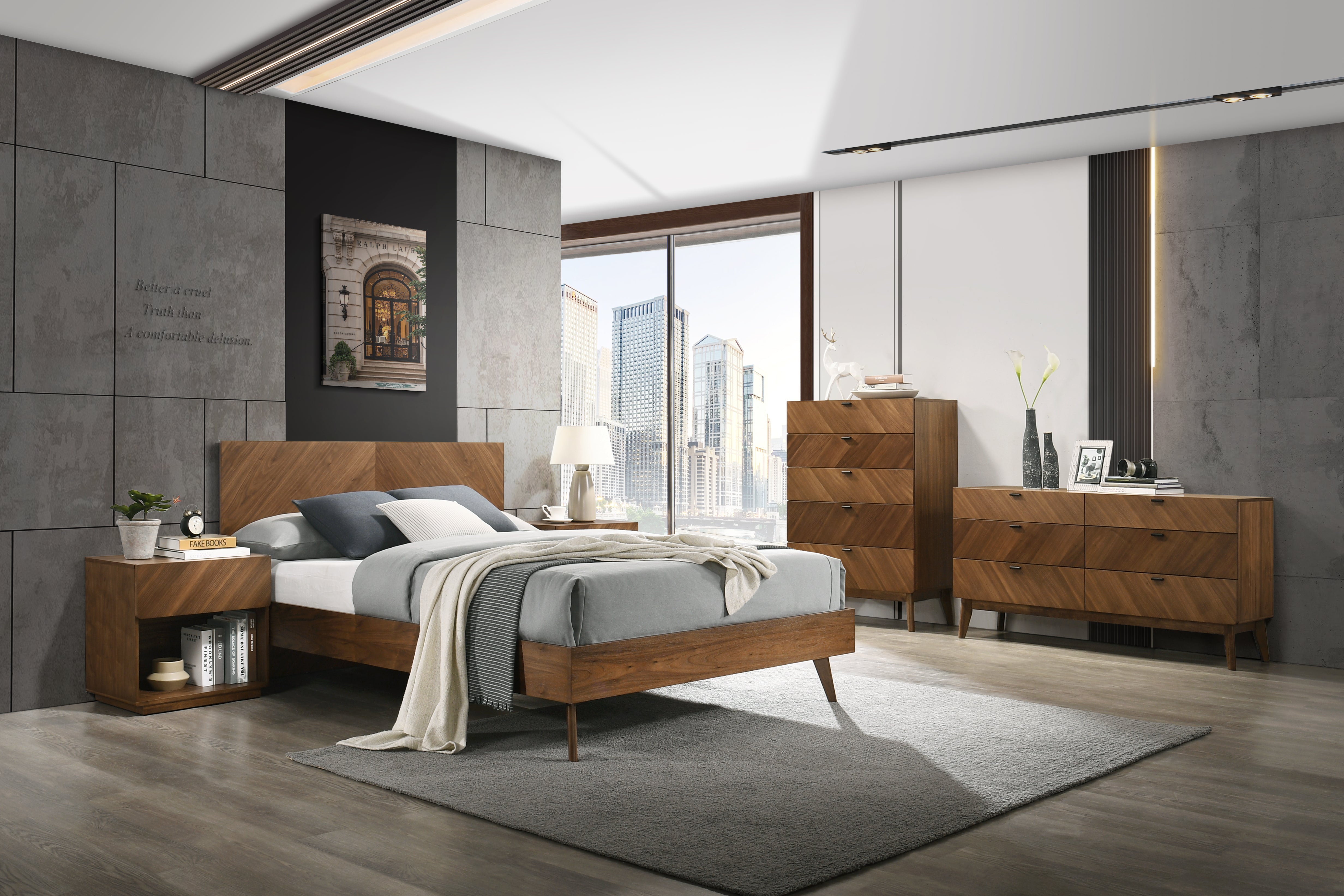 Nova Domus Kamela - Modern Walnut Bed-Bed-VIG-Wall2Wall Furnishings