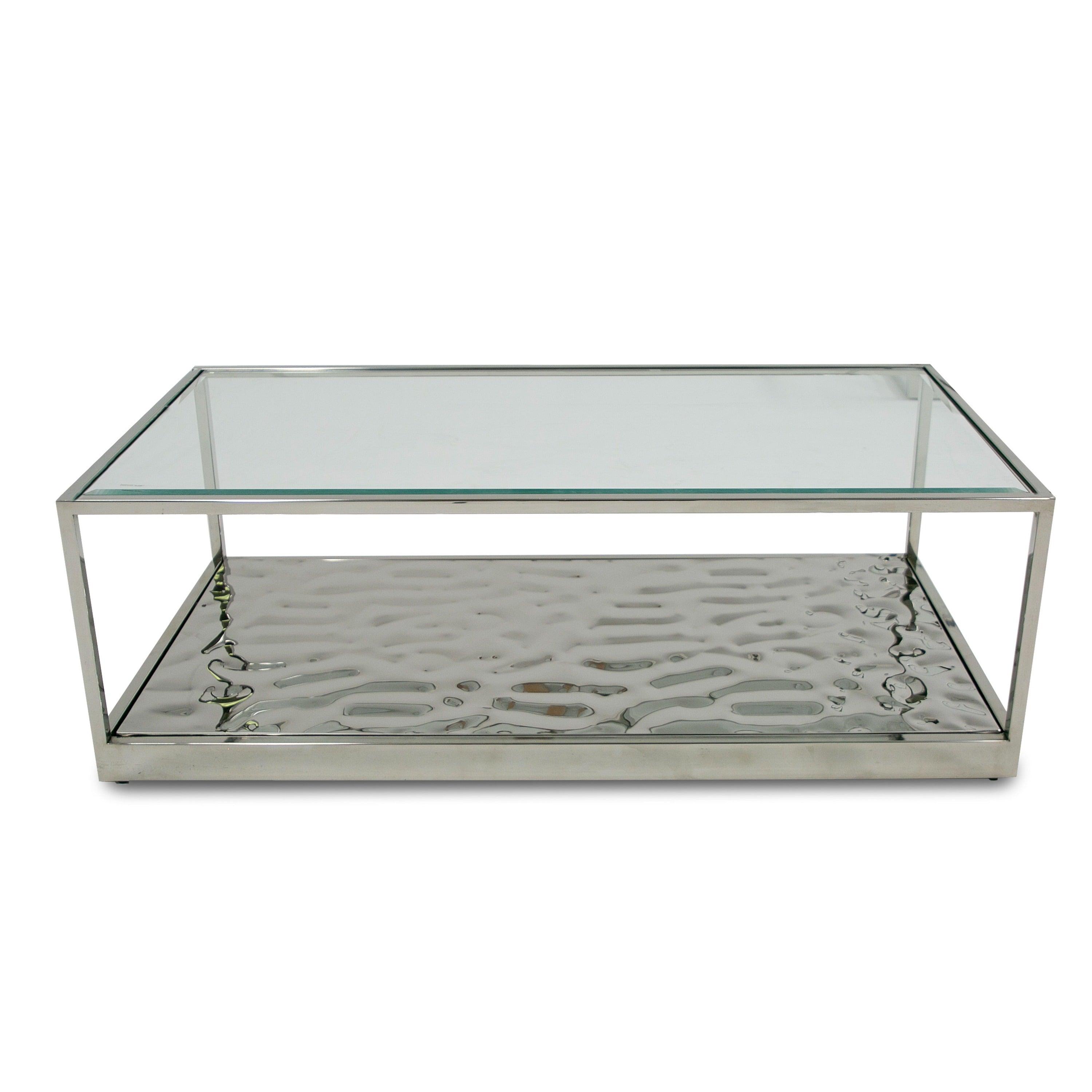 Modrest Braxton Contemporary Clear Wave Glass Coffee Table