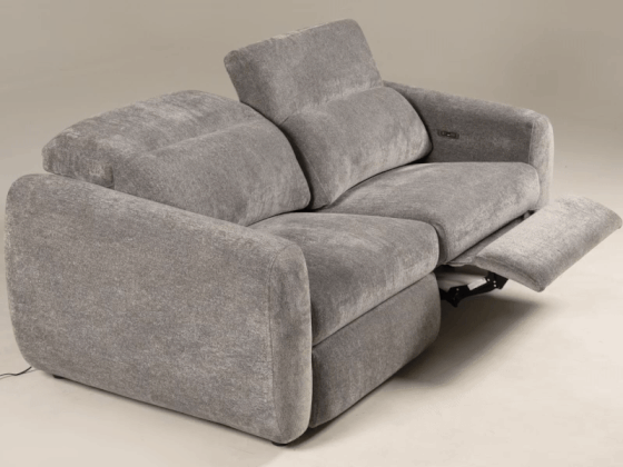 Brevig Modern Fabric Sofa w/ 2 Recliners