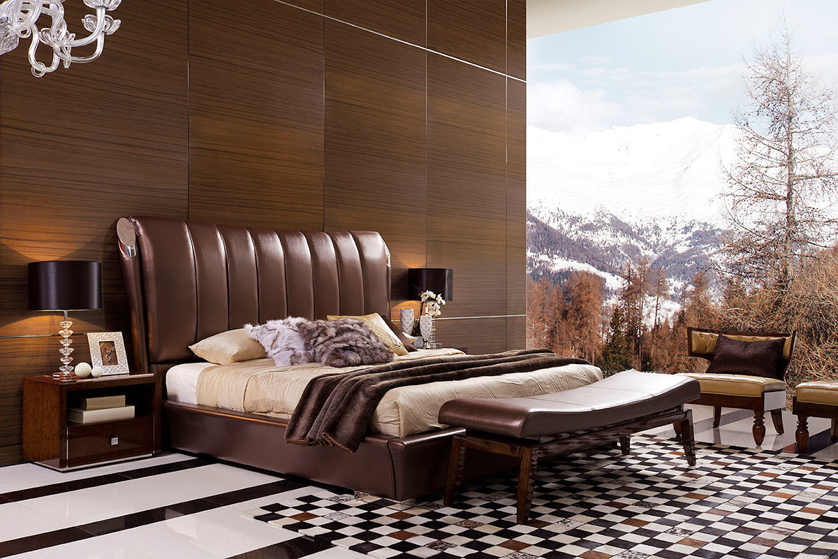Temptation Caesar Italian Classical Design Leather Platform Bed