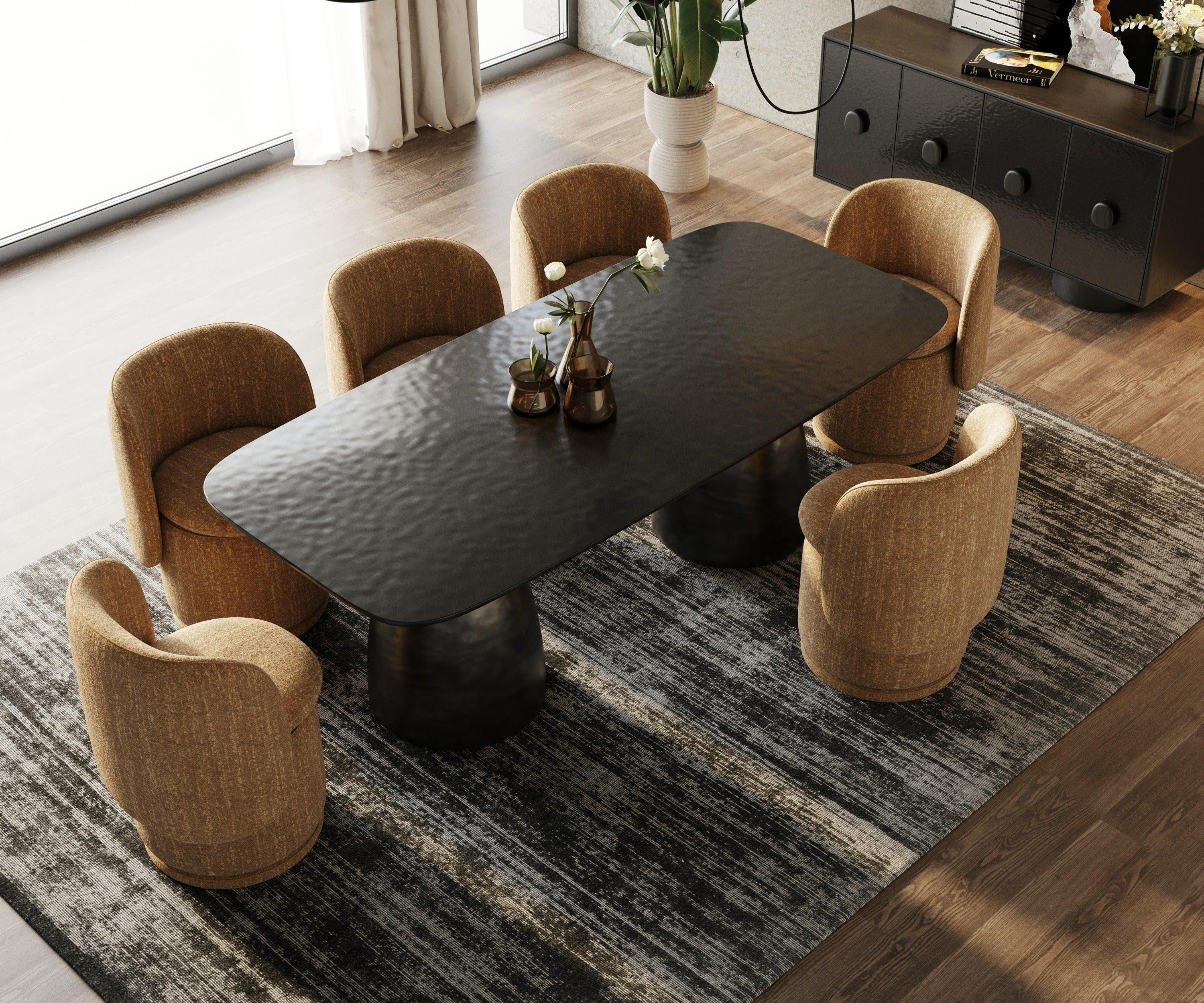 Modrest Calexico Contemporary Wave Glass Wide Rectangular Dining Table