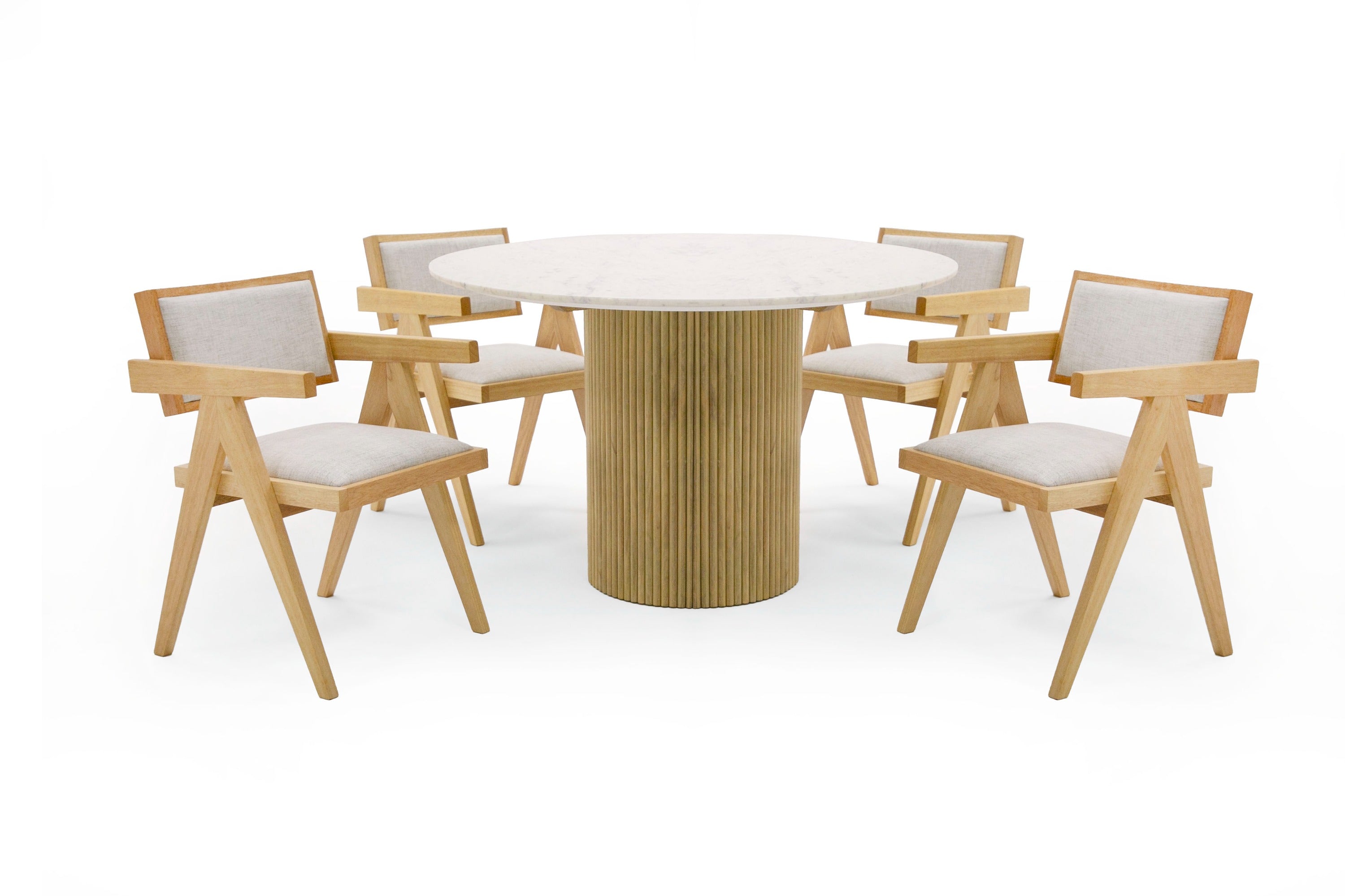 Modrest - Cambridge Marble & Mango Round Dining Table-Dining Table-VIG-Wall2Wall Furnishings