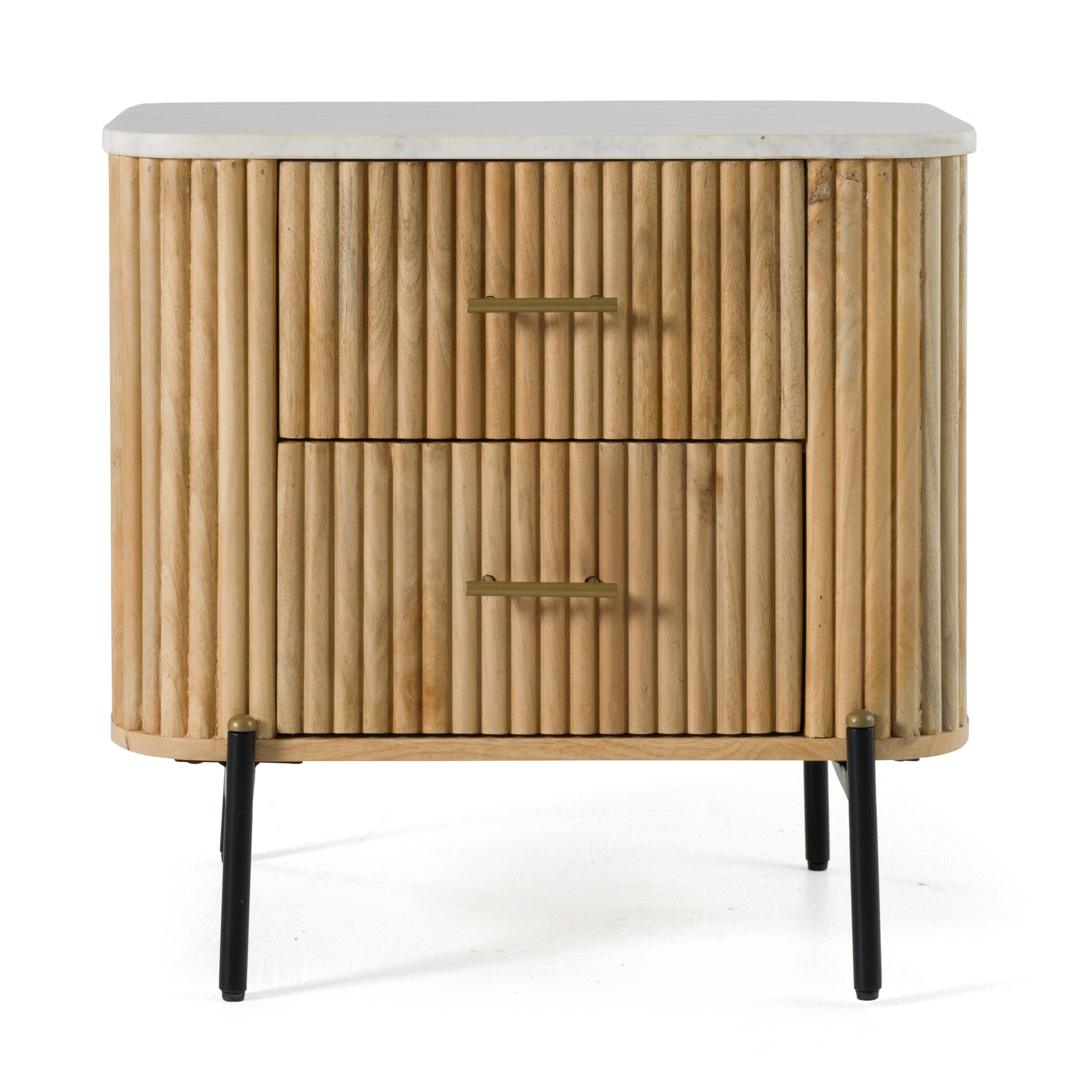 Modrest Cambridge Marble Mango 2 Drawer Nightstand