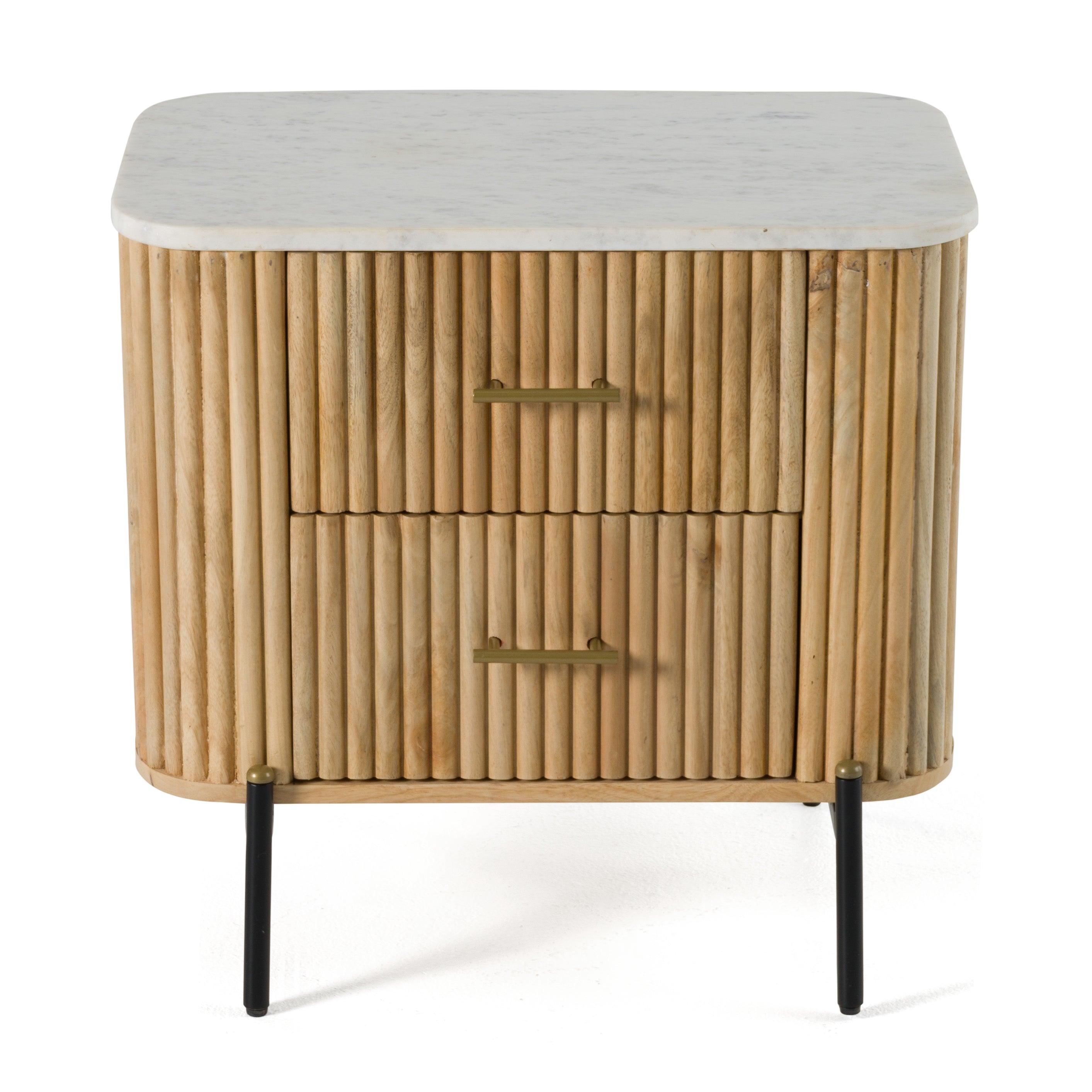 Modrest Cambridge Marble Mango 2 Drawer Nightstand