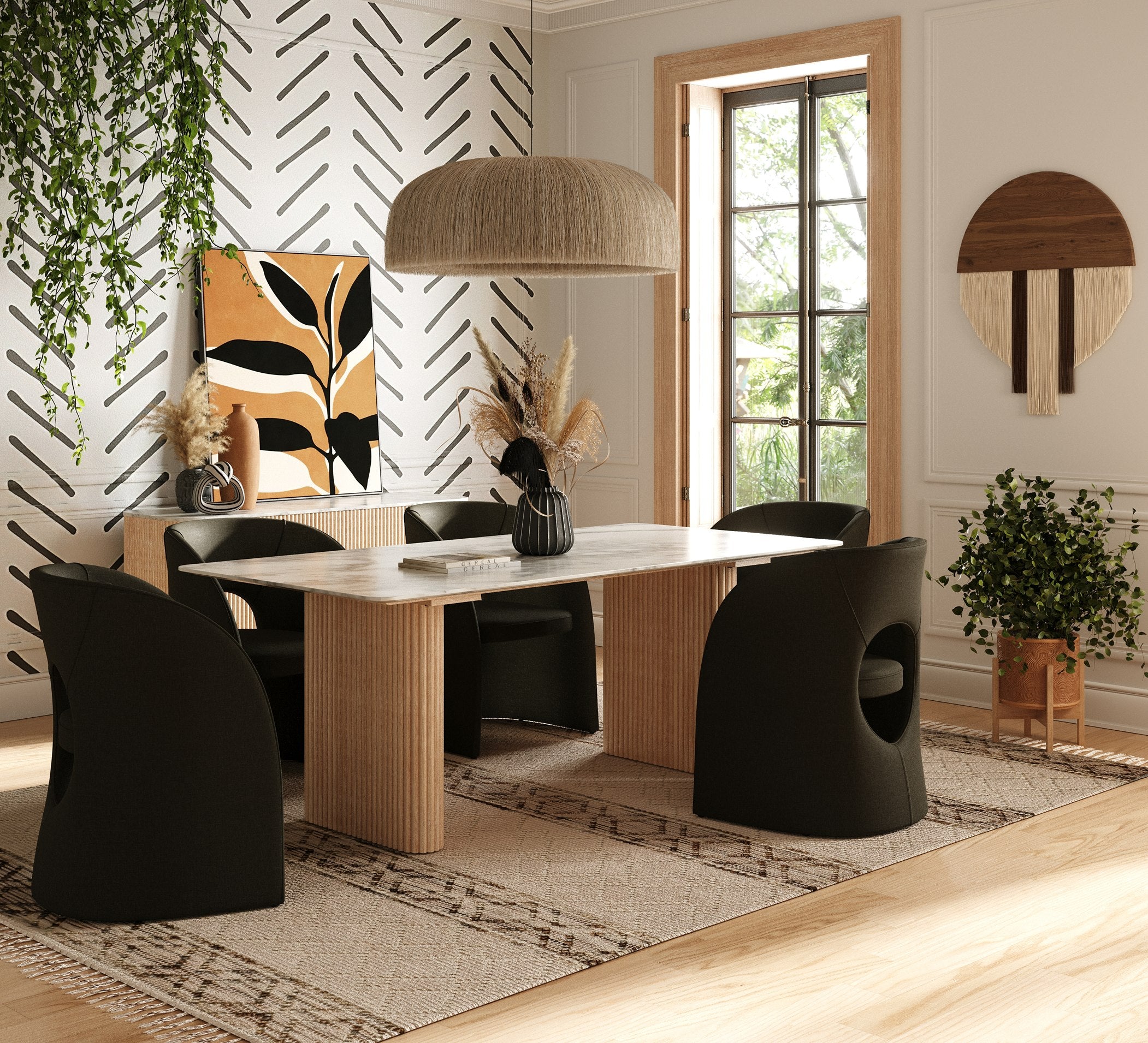 Modrest Cambridge Marble Mango Rectangular Dining Table