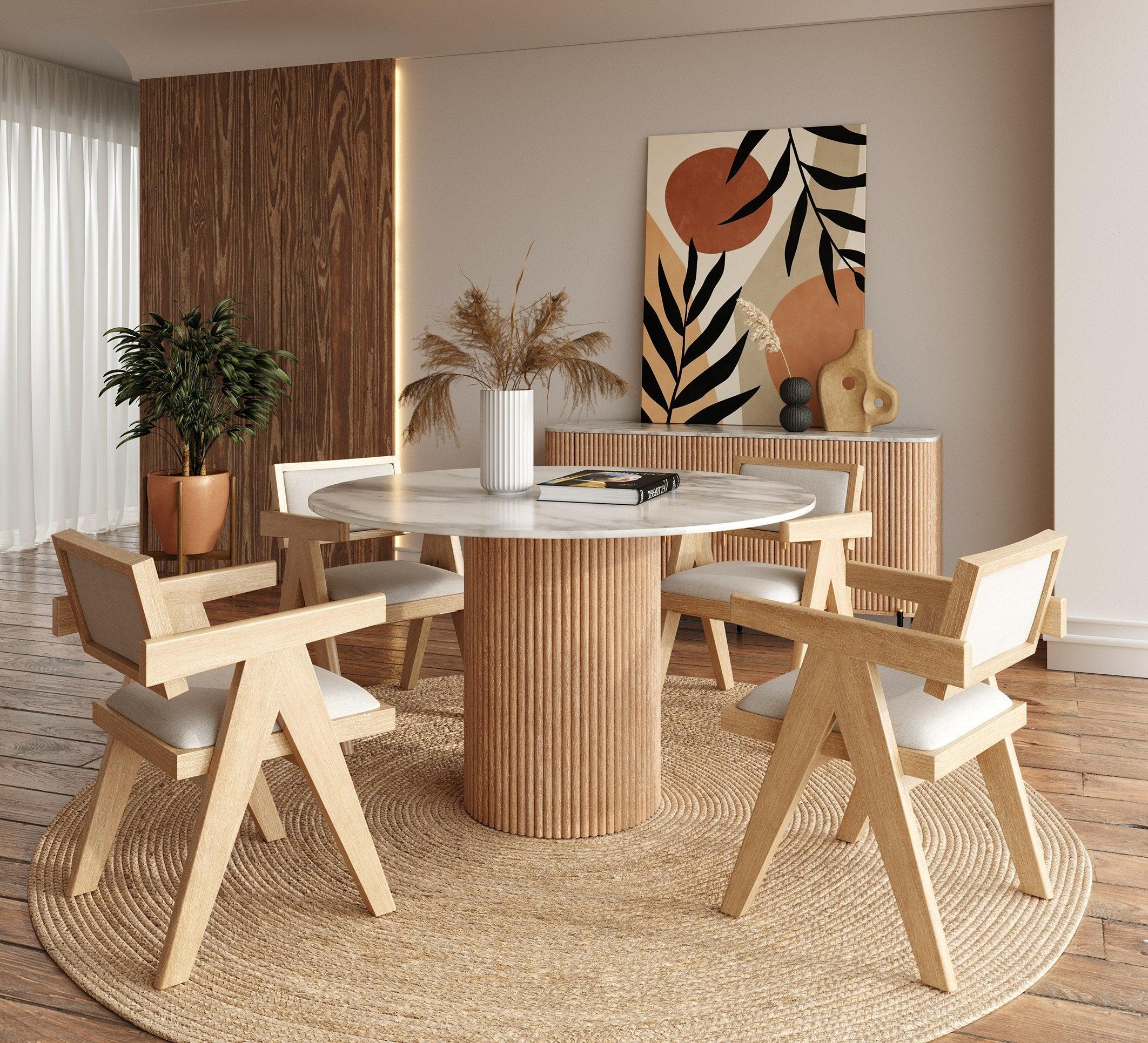 Modrest Cambridge Marble Mango Round Dining Table