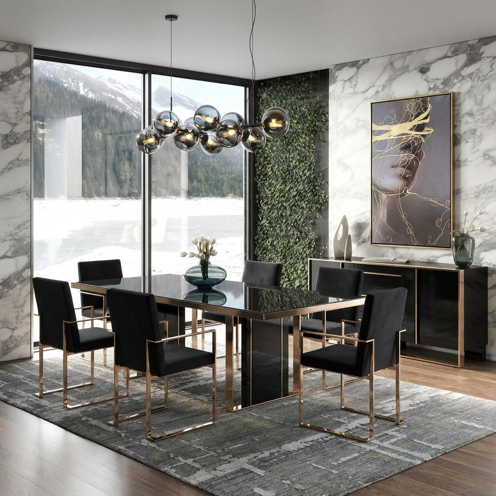 Cartier Modern Rosegold Dining Table Set