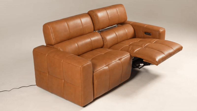 Chevak Modern Leather Sofa w/ 2 Recliners