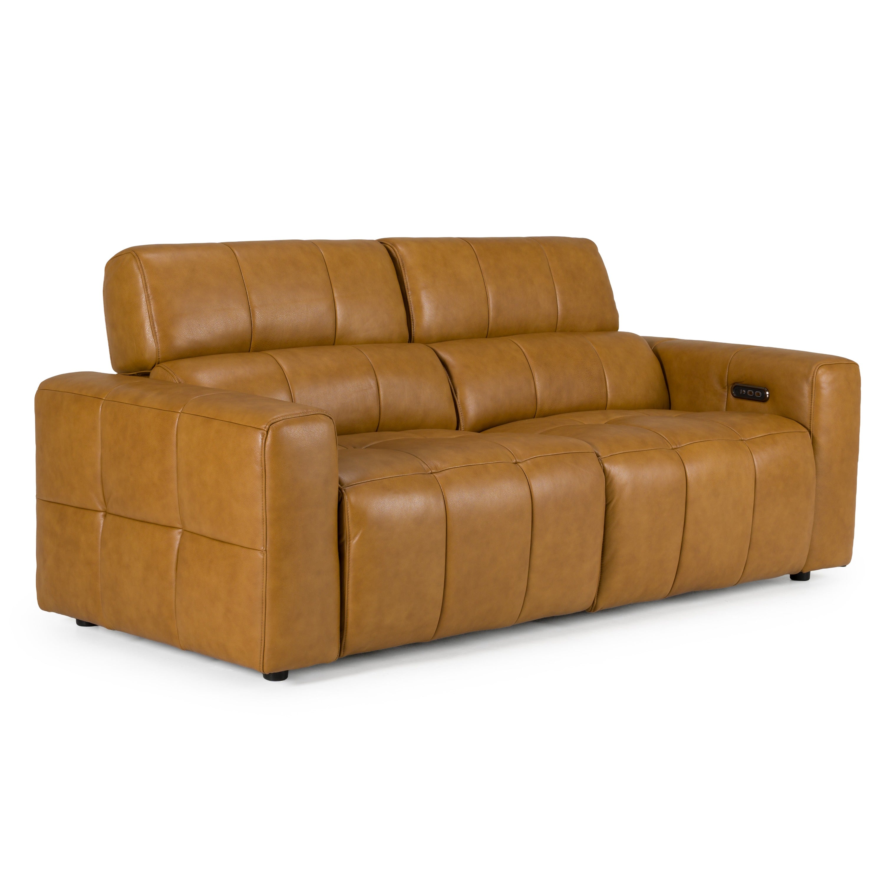 Chevak Modern Leather Sofa w/ 2 Recliners