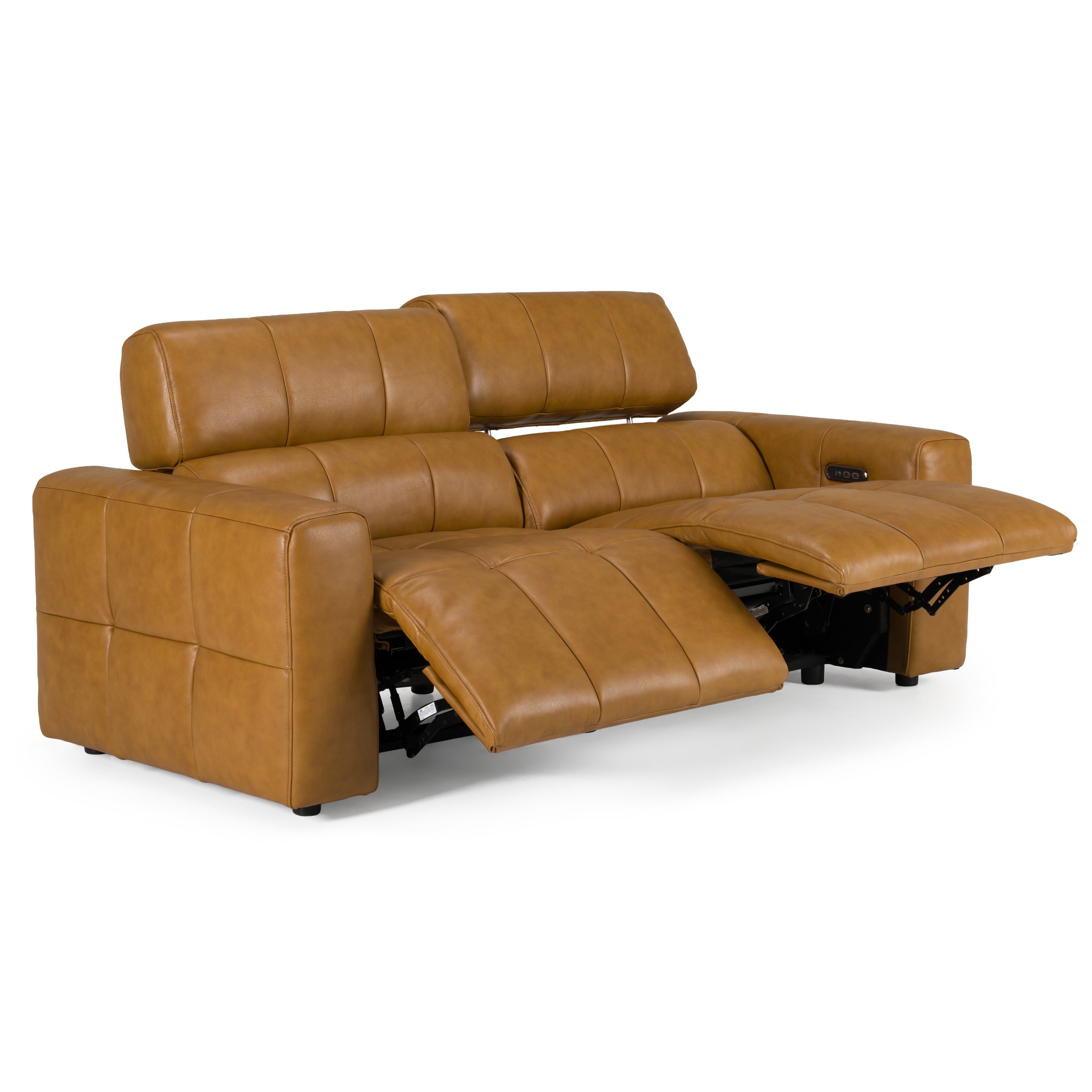Chevak Modern Leather Sofa w/ 2 Recliners