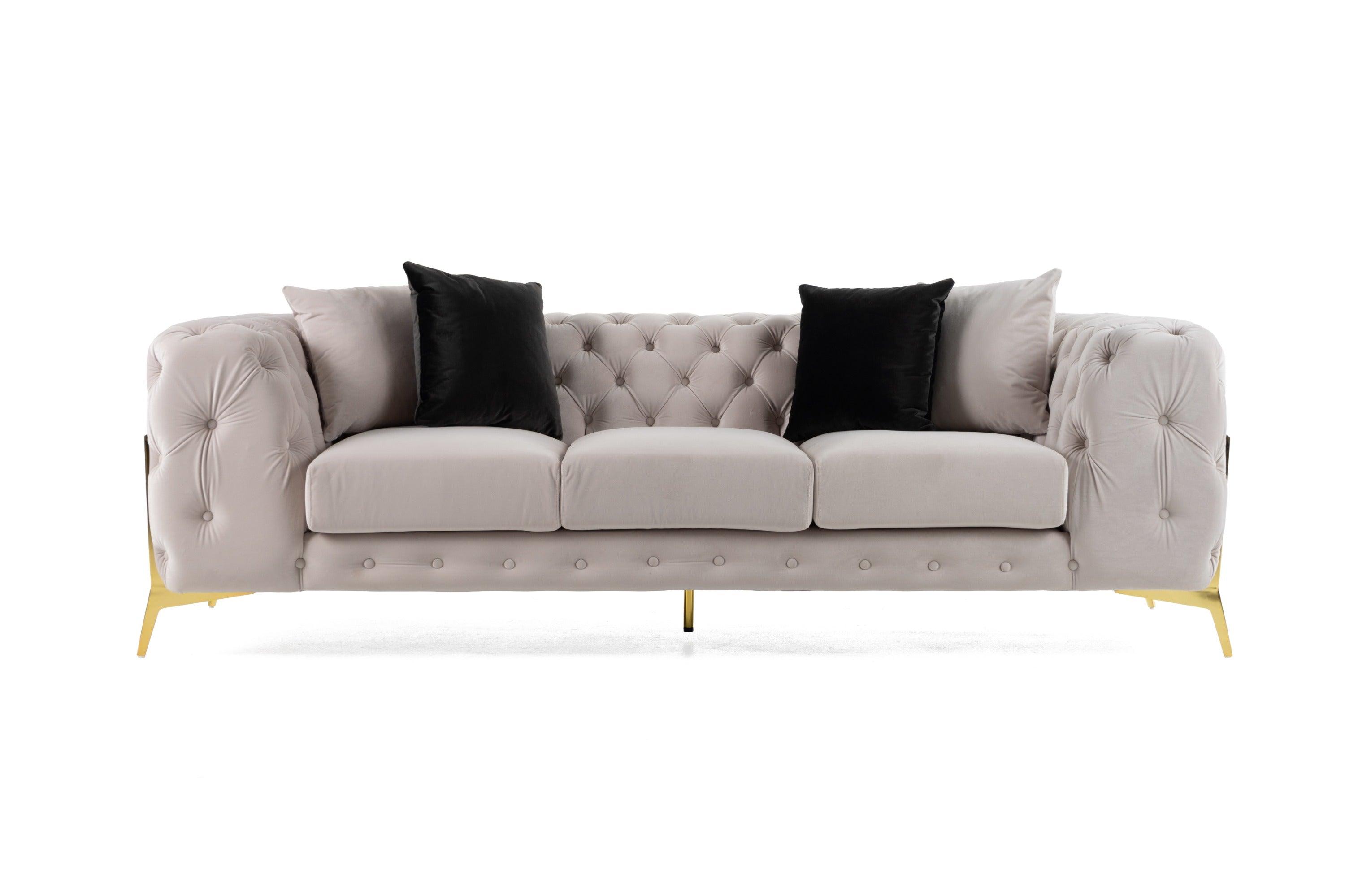 Divani Casa Clarice Transitional Light Velvet Sofa