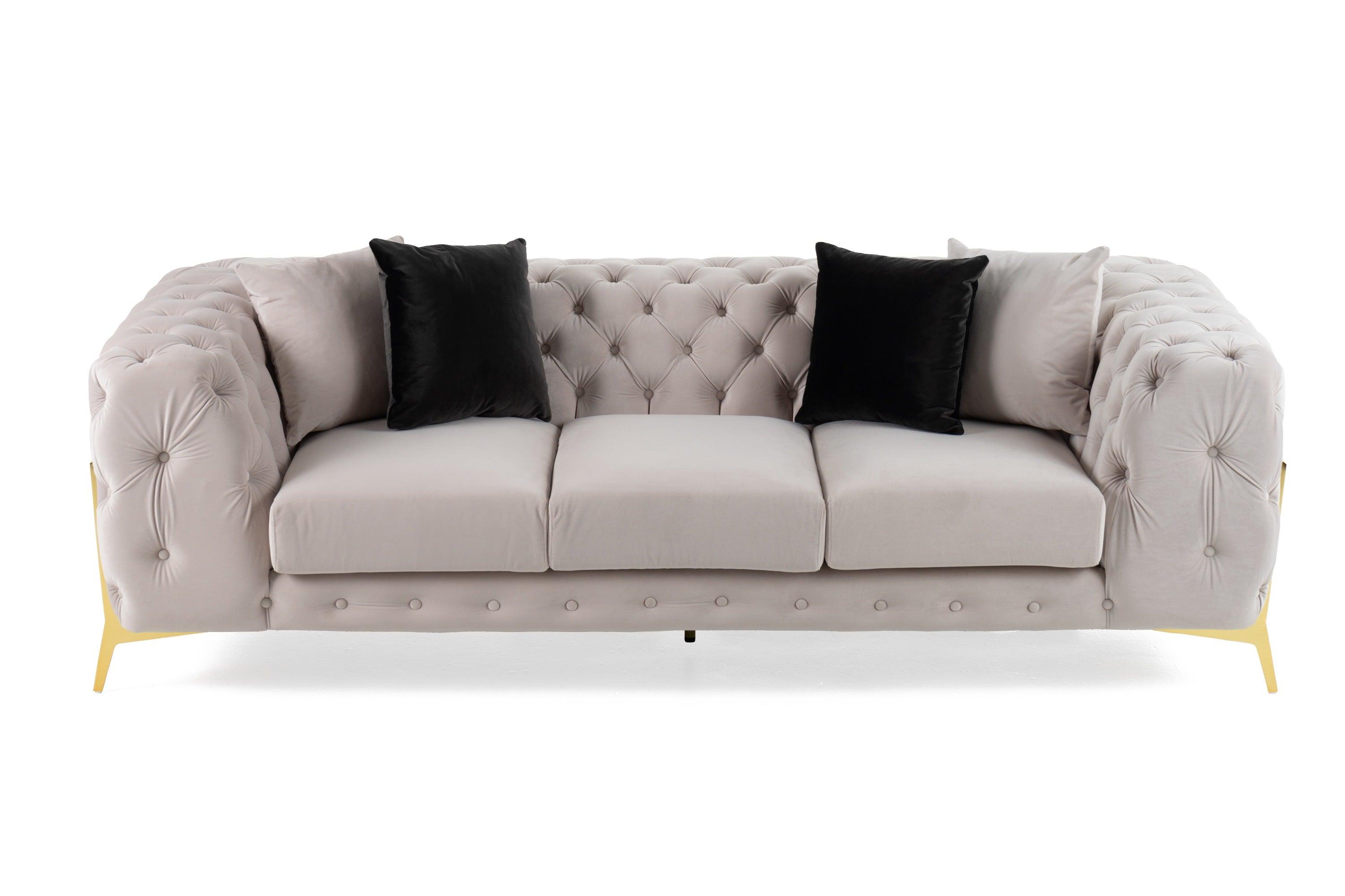 Divani Casa Clarice Transitional Light Velvet Sofa