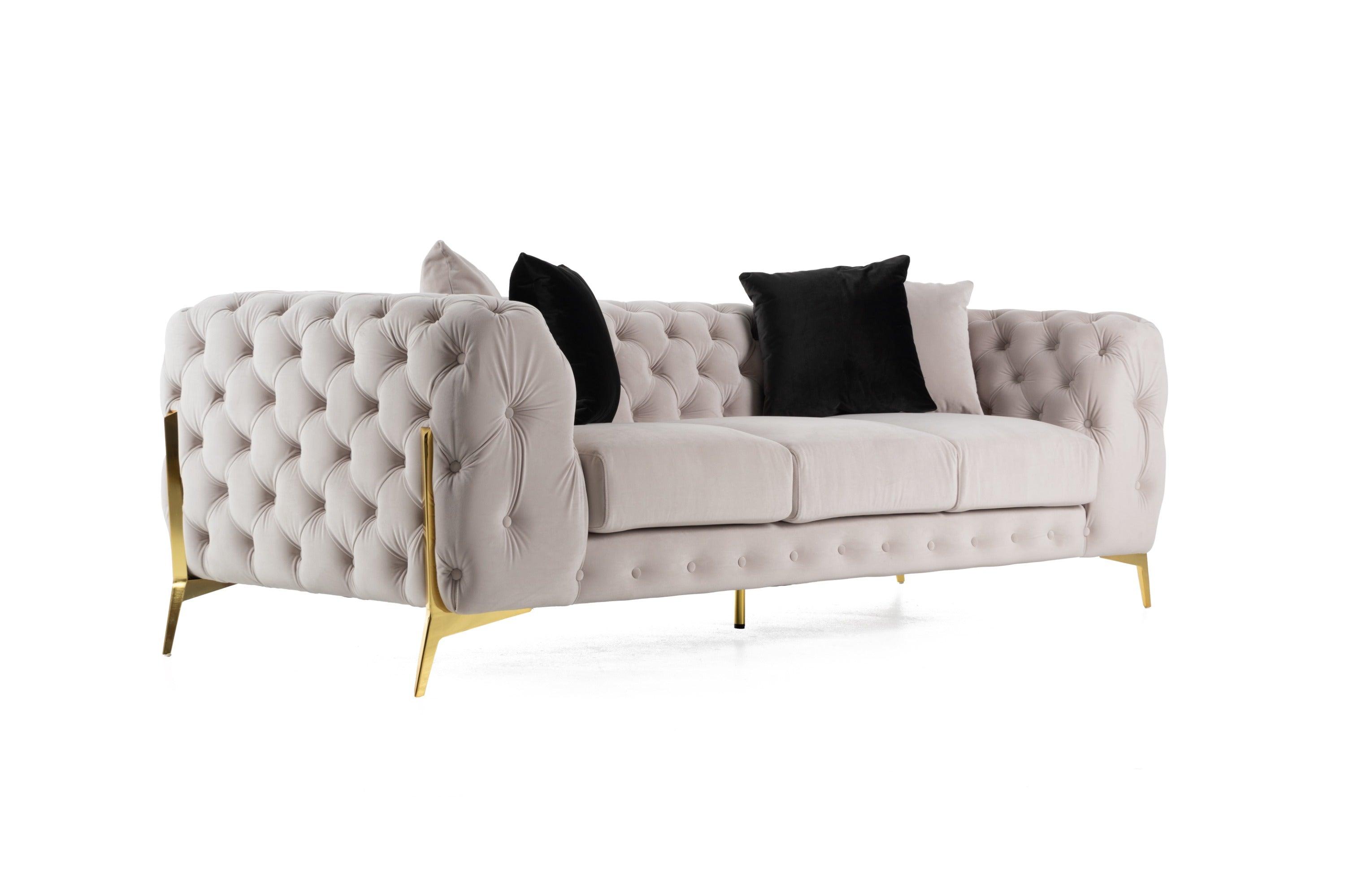 Divani Casa Clarice Transitional Light Velvet Sofa