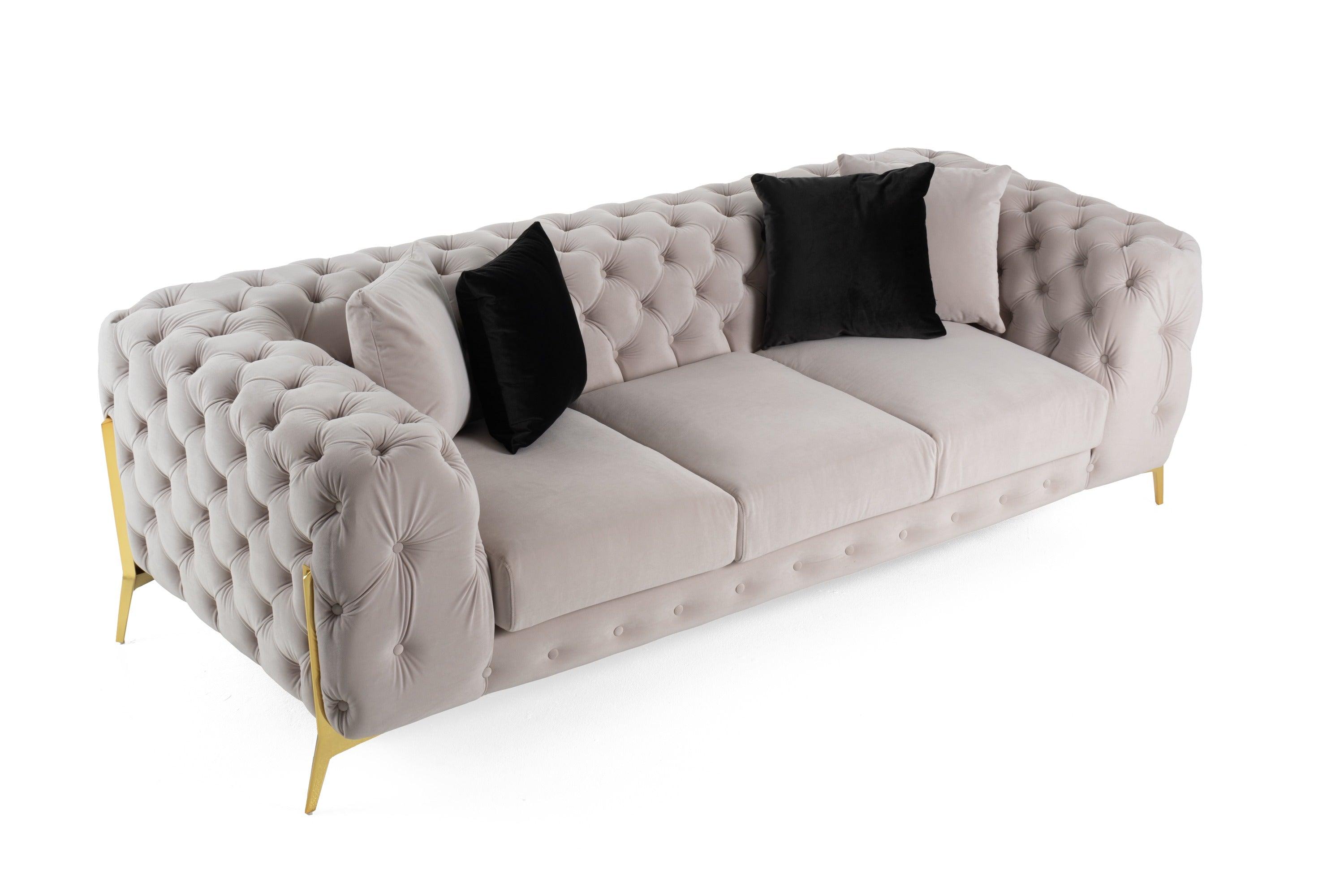 Divani Casa Clarice Transitional Light Velvet Sofa