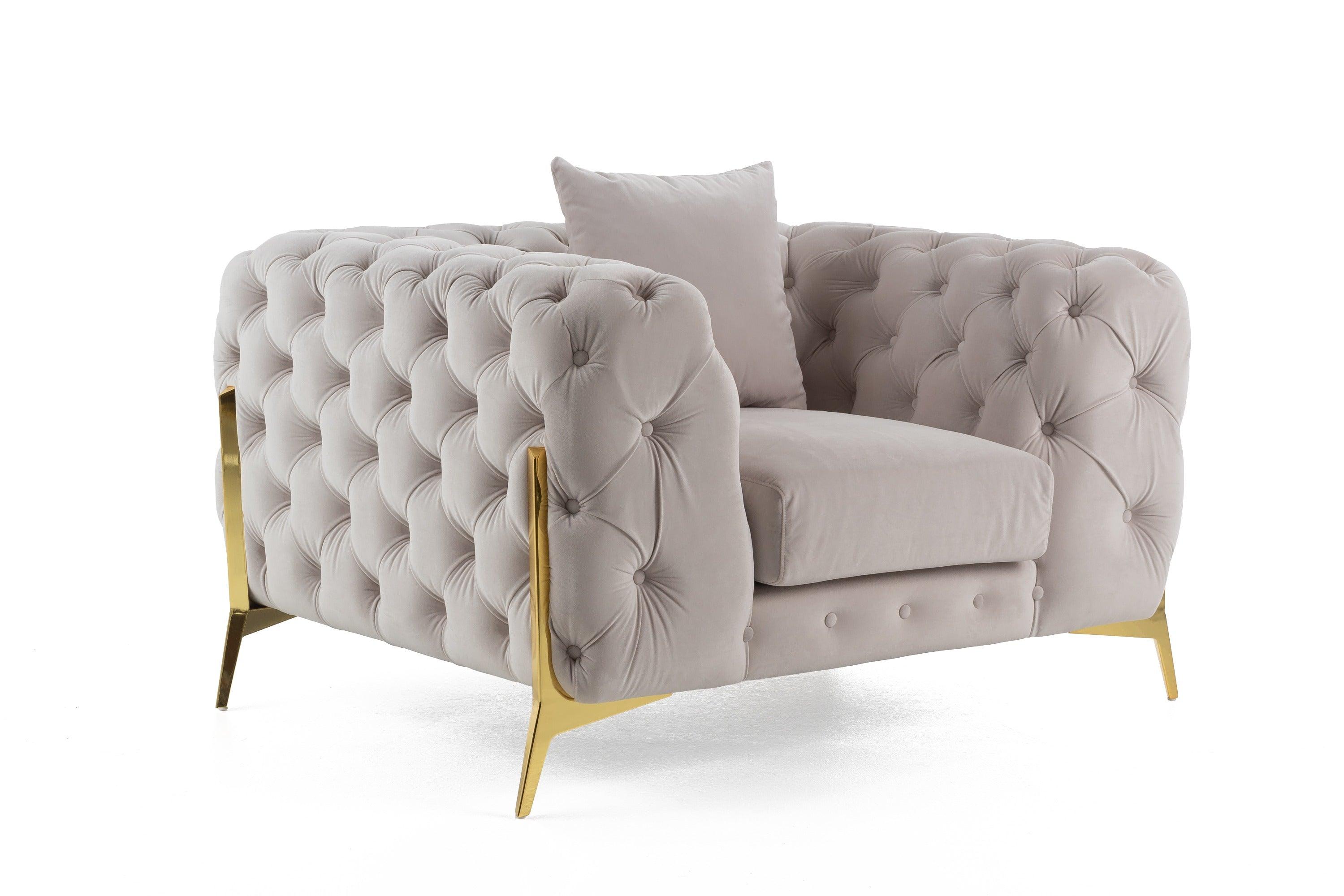 Divani Casa Clarice Transitional Light Velvet Chair