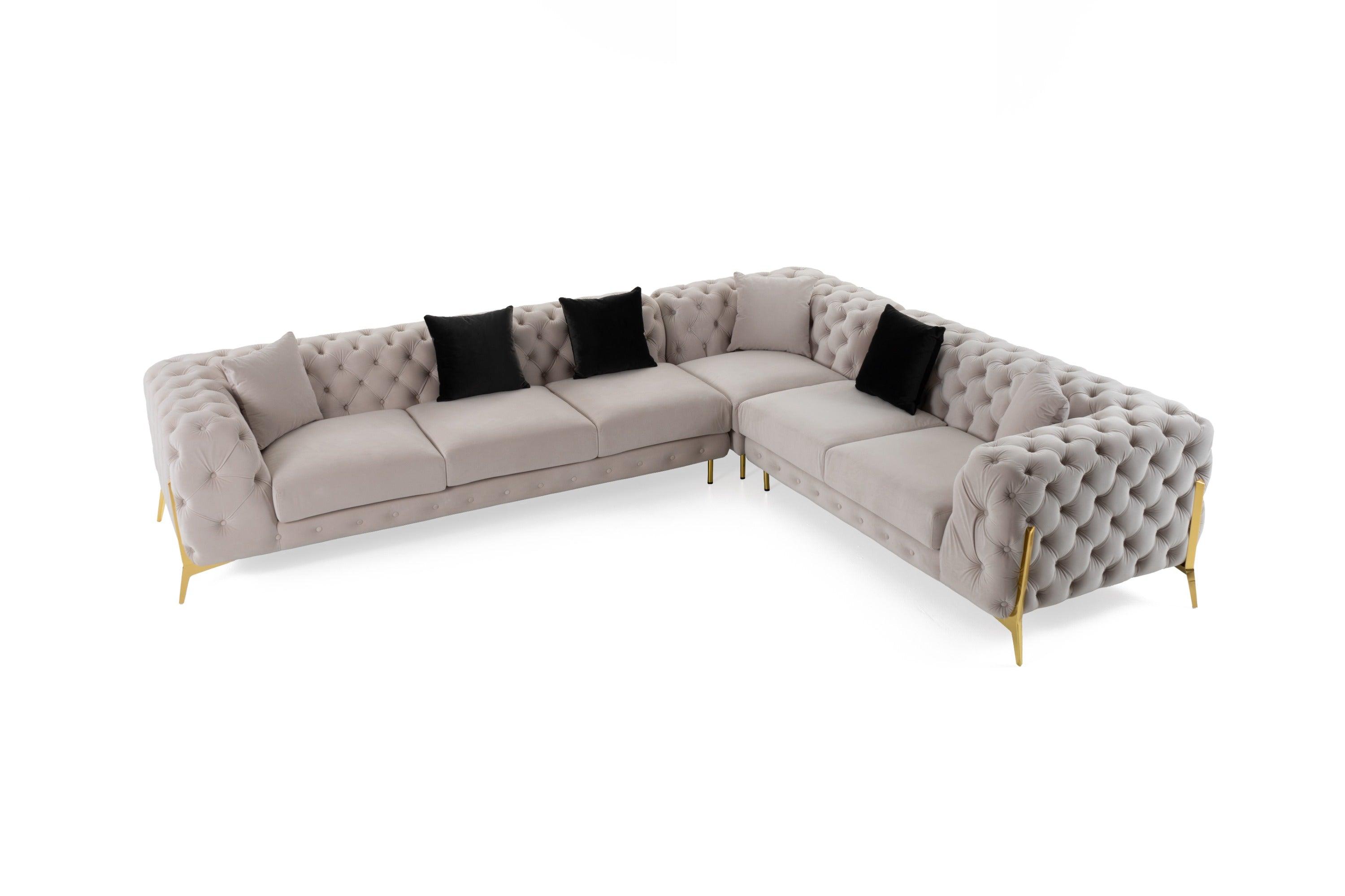 Clarice Transitional Light Velvet Sectional Sofa
