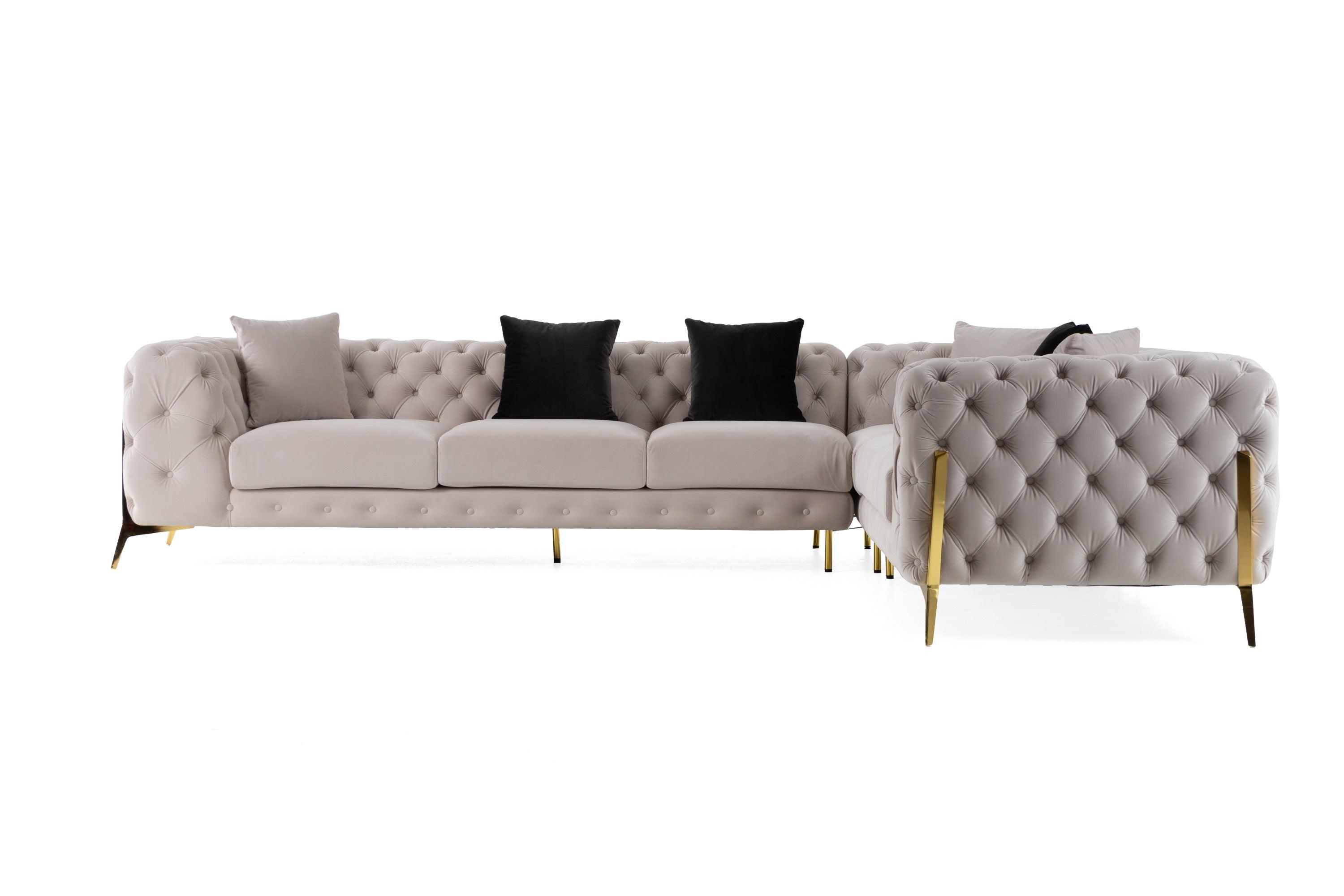 Clarice Transitional Light Velvet Sectional Sofa