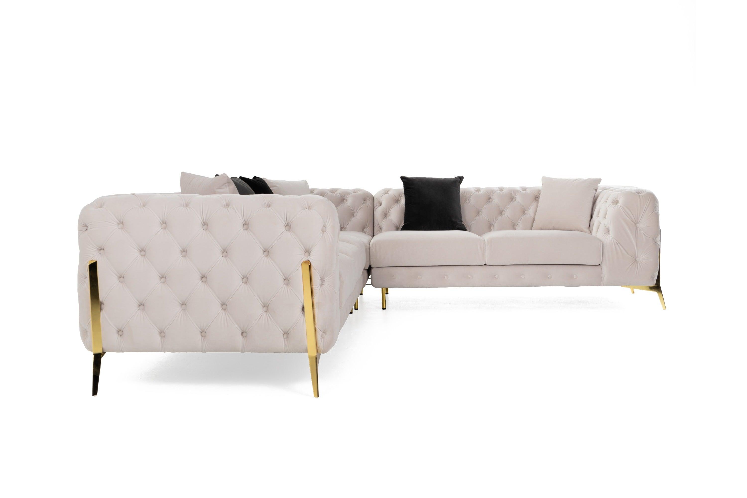 Clarice Transitional Light Velvet Sectional Sofa