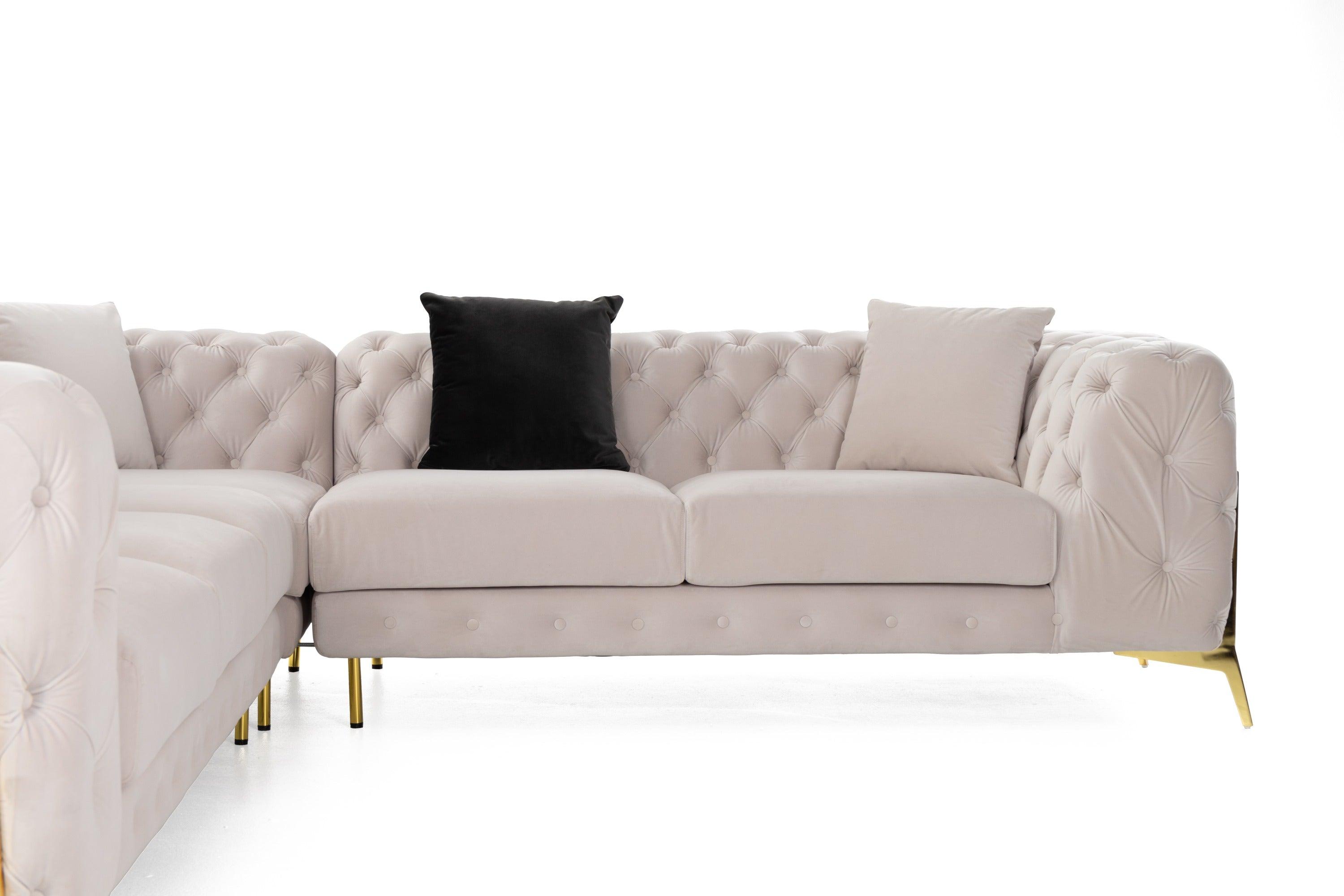 Clarice Transitional Light Velvet Sectional Sofa
