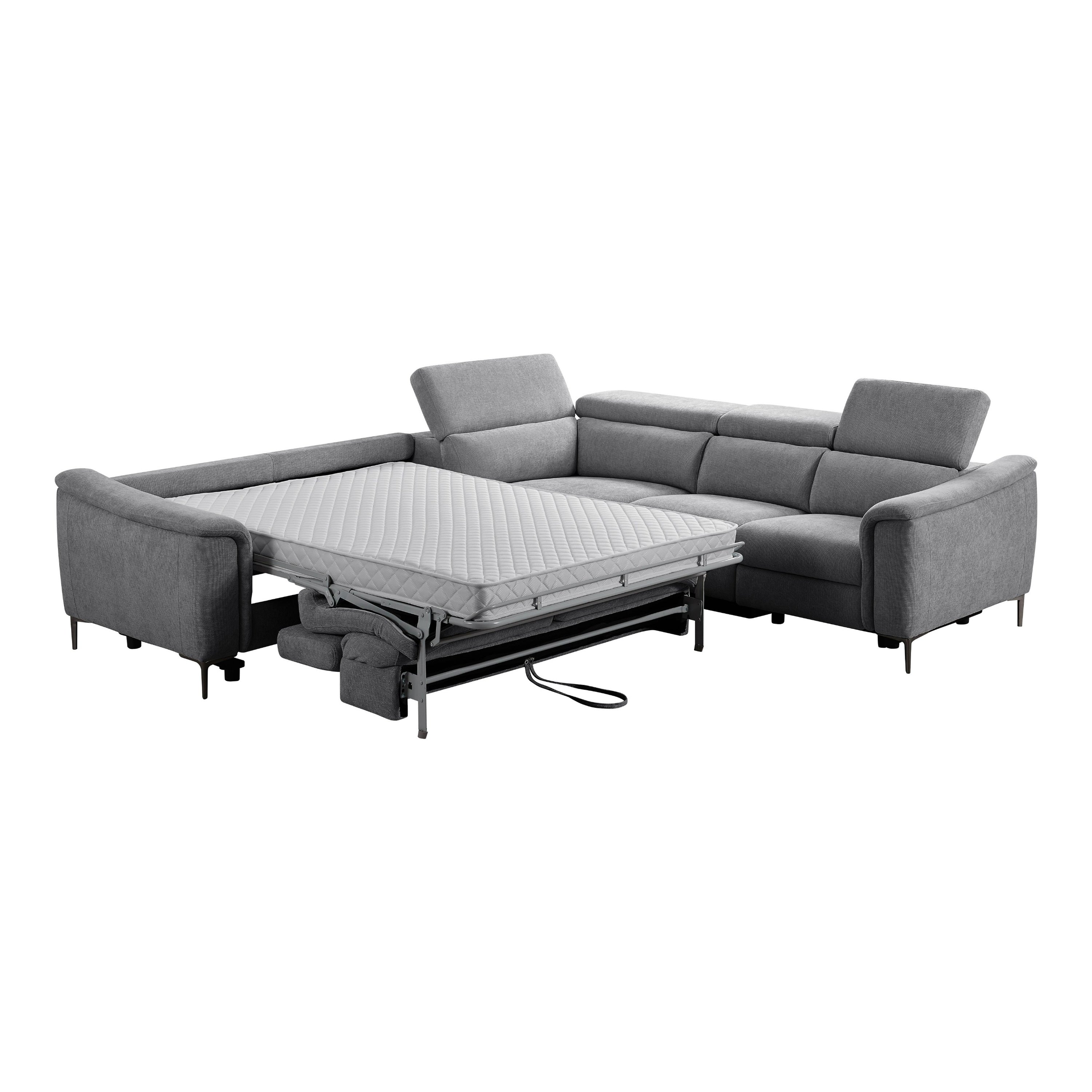 Coffman Modern Fabric Sectional Sofa w/ Sofa Bed and Recliner