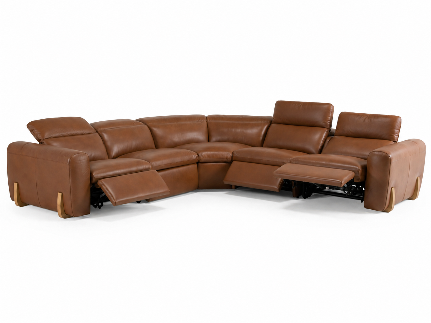 Conrad Modern Leather Sectional Sofa with 3 Recliners