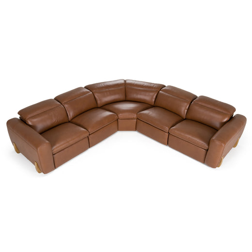 Conrad Modern Leather Sectional Sofa with 3 Recliners