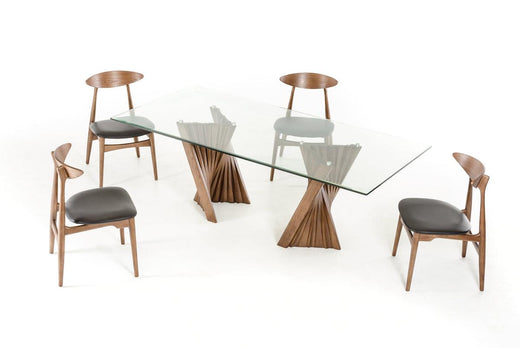 Corbin Mid-Century Ash and Glass Dining Table