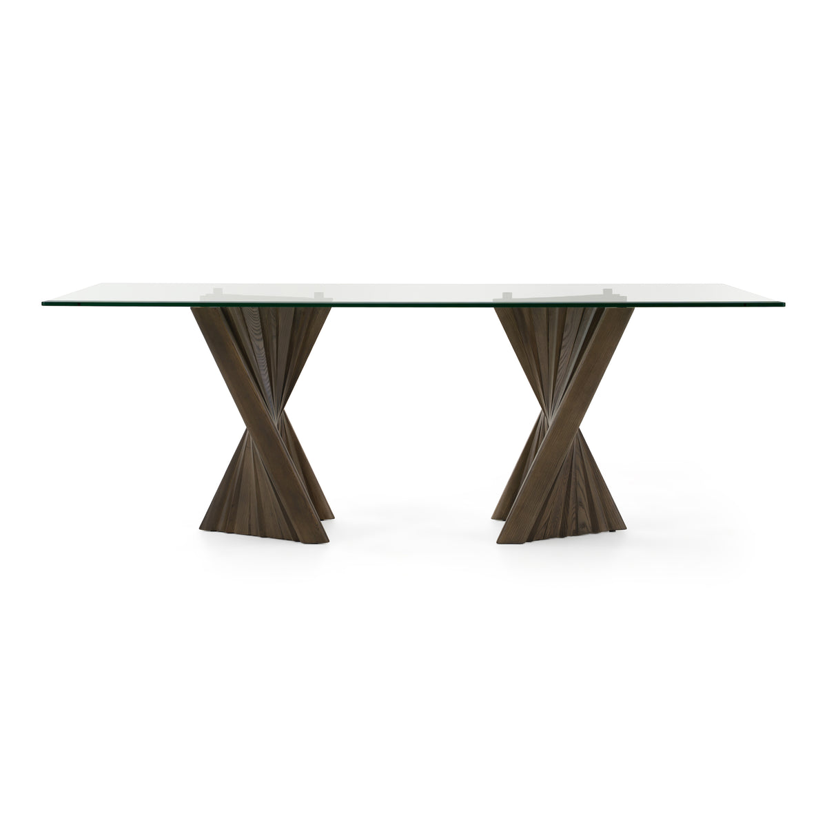 Corbin Mid-Century Ash and Glass Dining Table