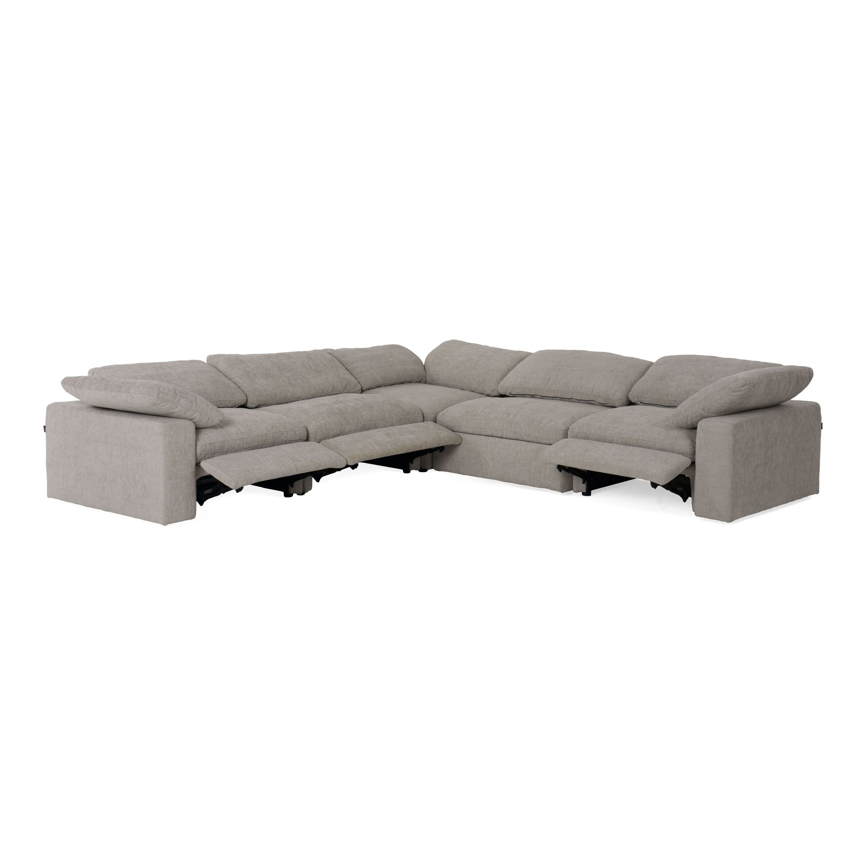 Corinth Modern Fabric Sectional Sofa with 3 Power Recliners